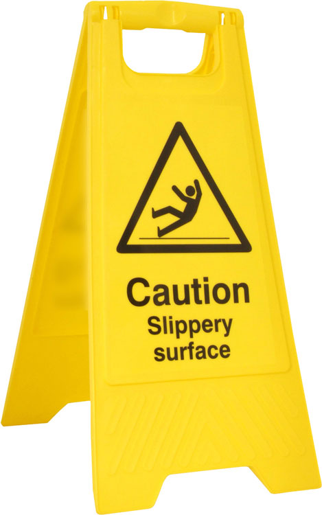 Bsafe Caution Slippery Surface A-Board Yellow Heavy Duty Polypropylene