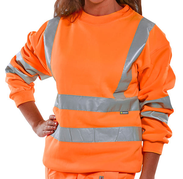 Beeswift Hi-Viz Sweatshirt EN 471 Class 3:2 Poly Rich Fabric Ribbed Cuffs