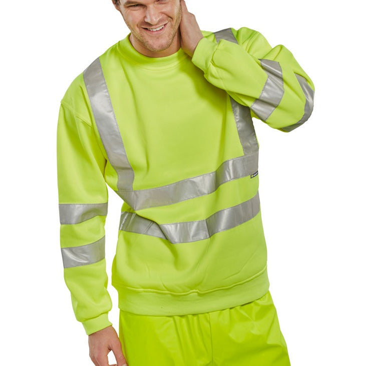 Beeswift Hi-Viz Sweatshirt EN 471 Class 3:2 Poly Rich Fabric Ribbed Cuffs