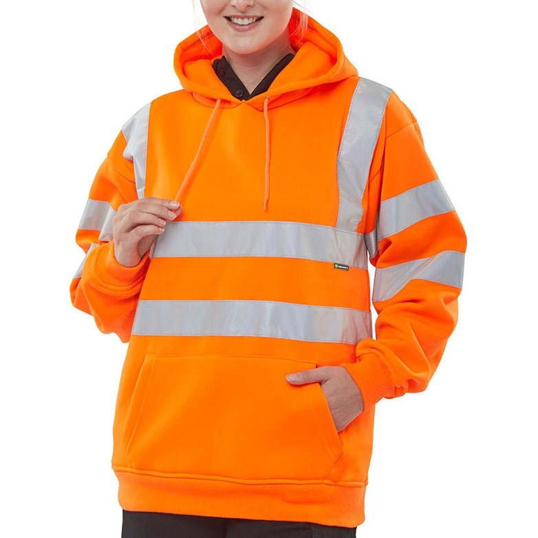 Beeswift Hi-Vis Pull On Hoody Sweatshirt for Safety Workwear - Comfortable Fit