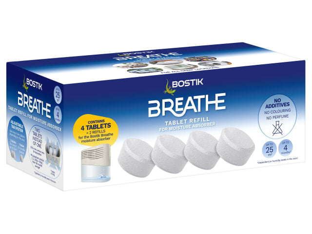 Bostik Breathe Refill Tabs Pack of 4 Moisture Absorption for Small Rooms