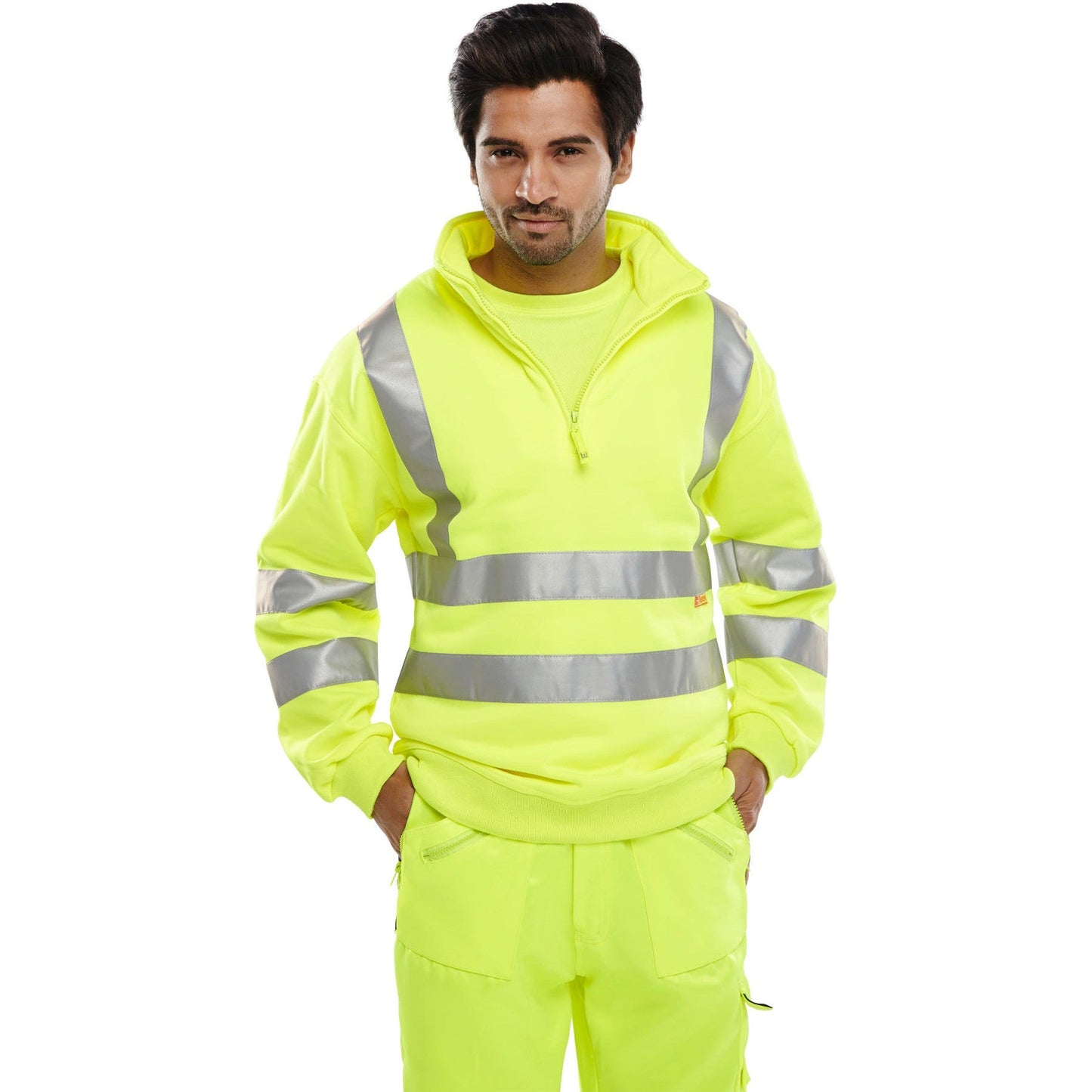 Beeswift Hi Vis Quarter Zip Sweatshirt Saturn Yellow EN ISO 20471 Class 3