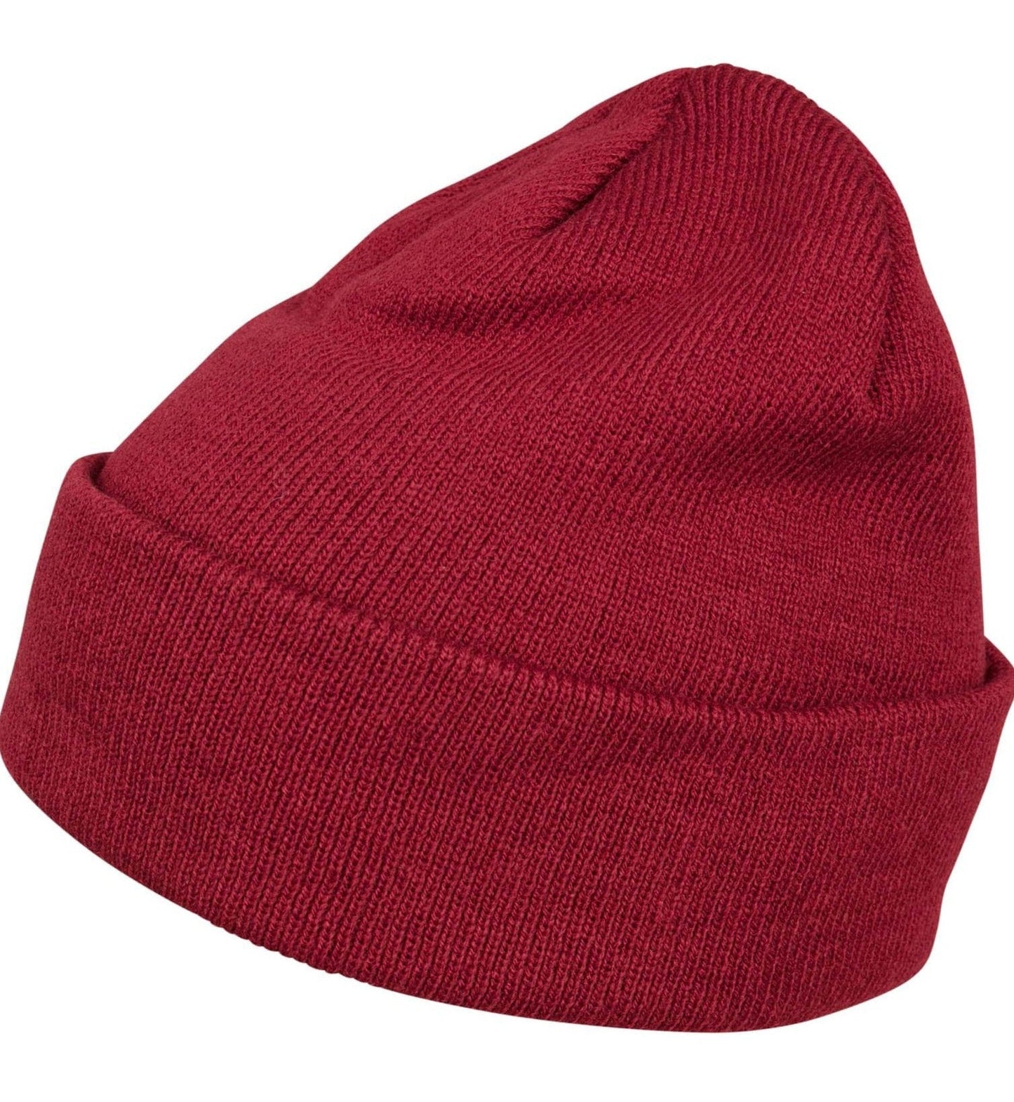 Build Your Brand Heavy Knit Beanie Elastic Acrylic Fabric One Size Turn-Up Hem