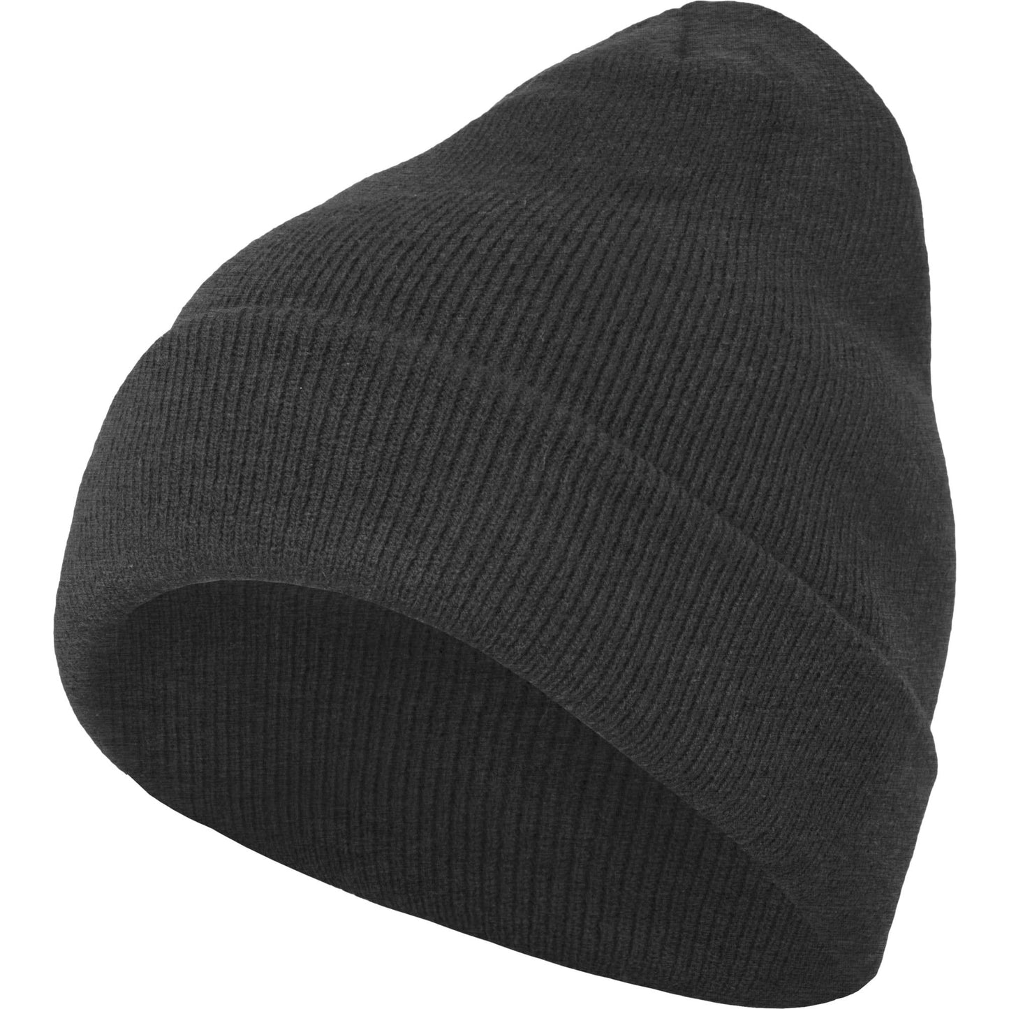 Build Your Brand Heavy Knit Beanie Elastic Acrylic Fabric One Size Turn-Up Hem