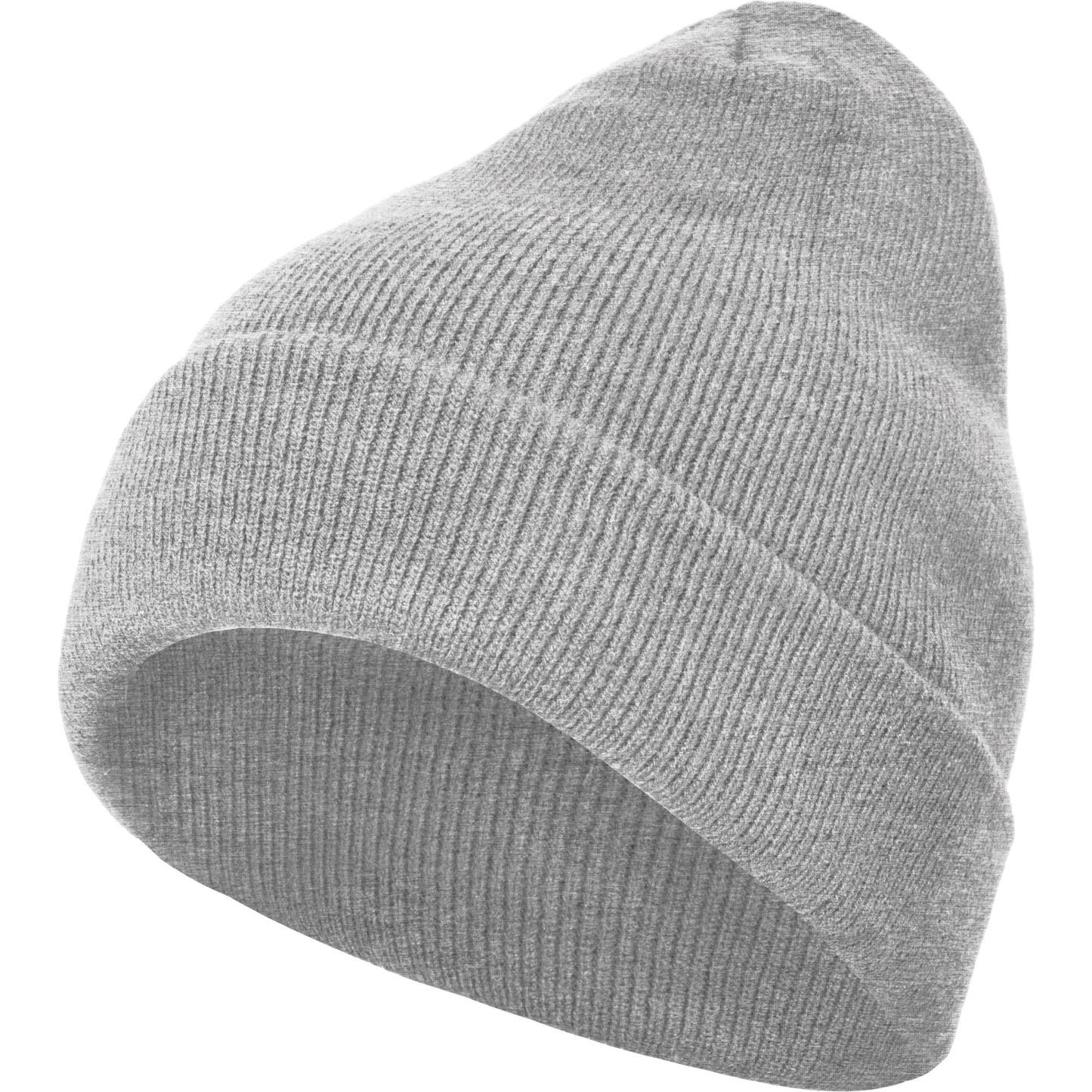 Build Your Brand Heavy Knit Beanie Elastic Acrylic Fabric One Size Turn-Up Hem