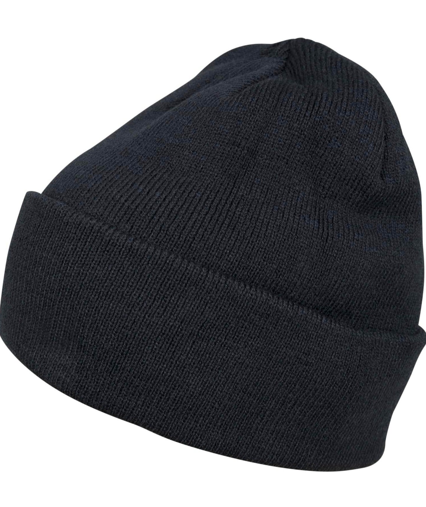 Build Your Brand Heavy Knit Beanie Elastic Acrylic Fabric One Size Turn-Up Hem