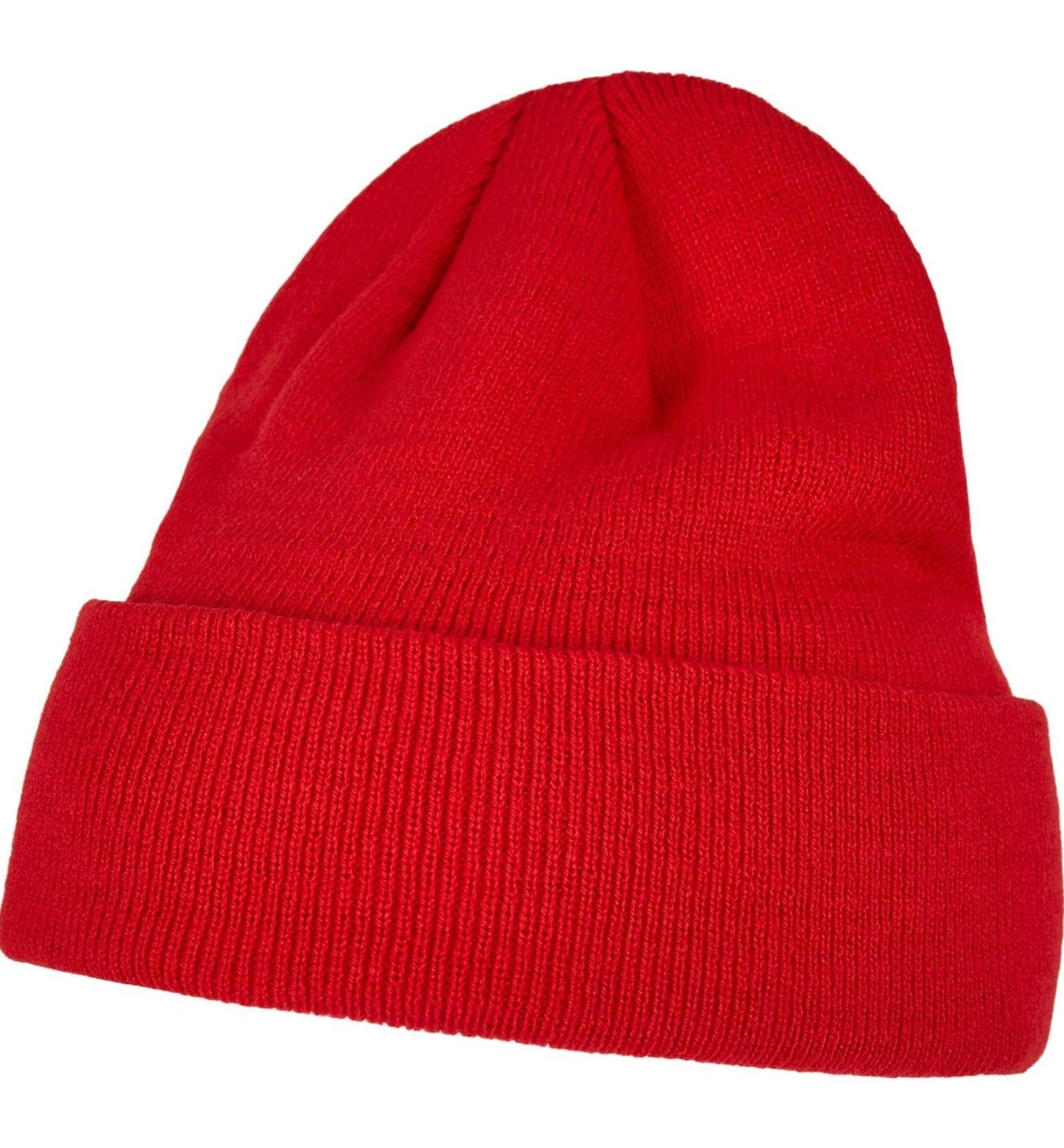 Build Your Brand Heavy Knit Beanie Elastic Acrylic Fabric One Size Turn-Up Hem