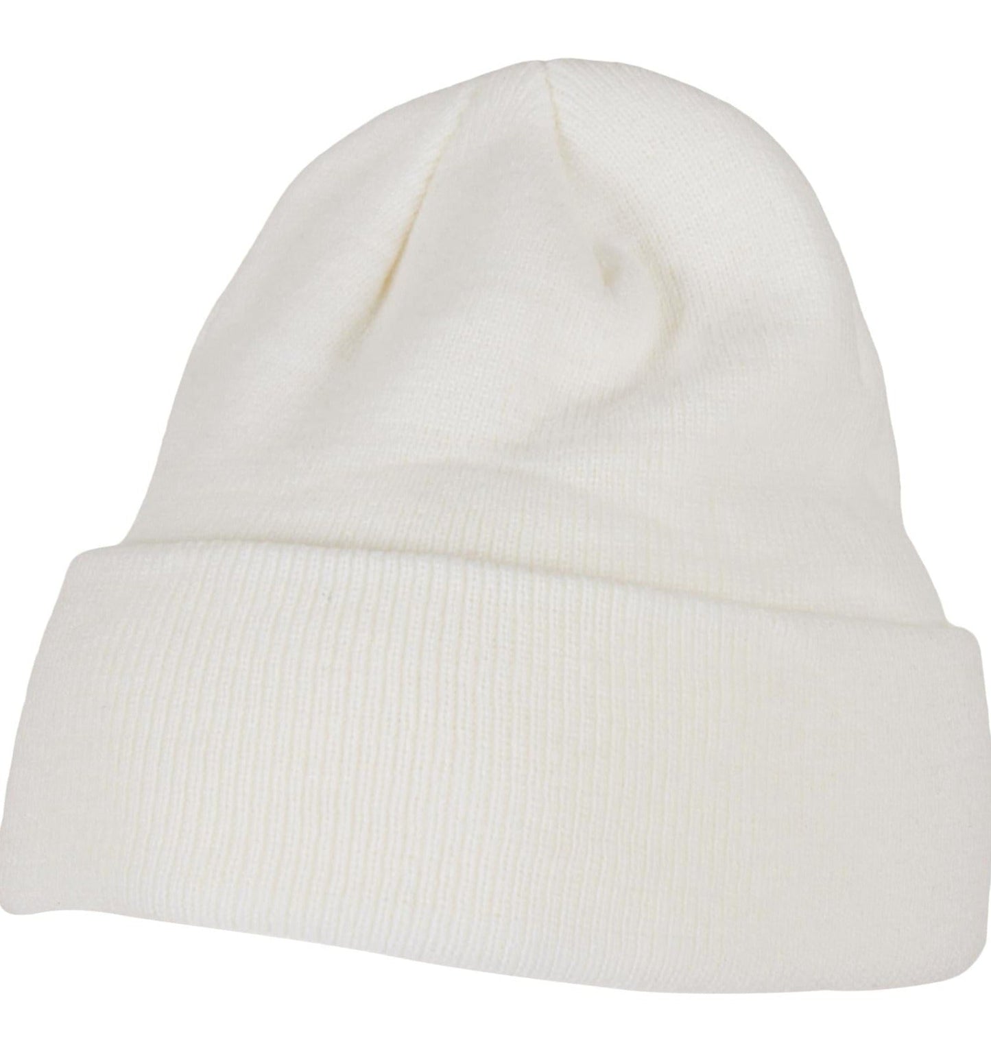 Build Your Brand Heavy Knit Beanie Elastic Acrylic Fabric One Size Turn-Up Hem