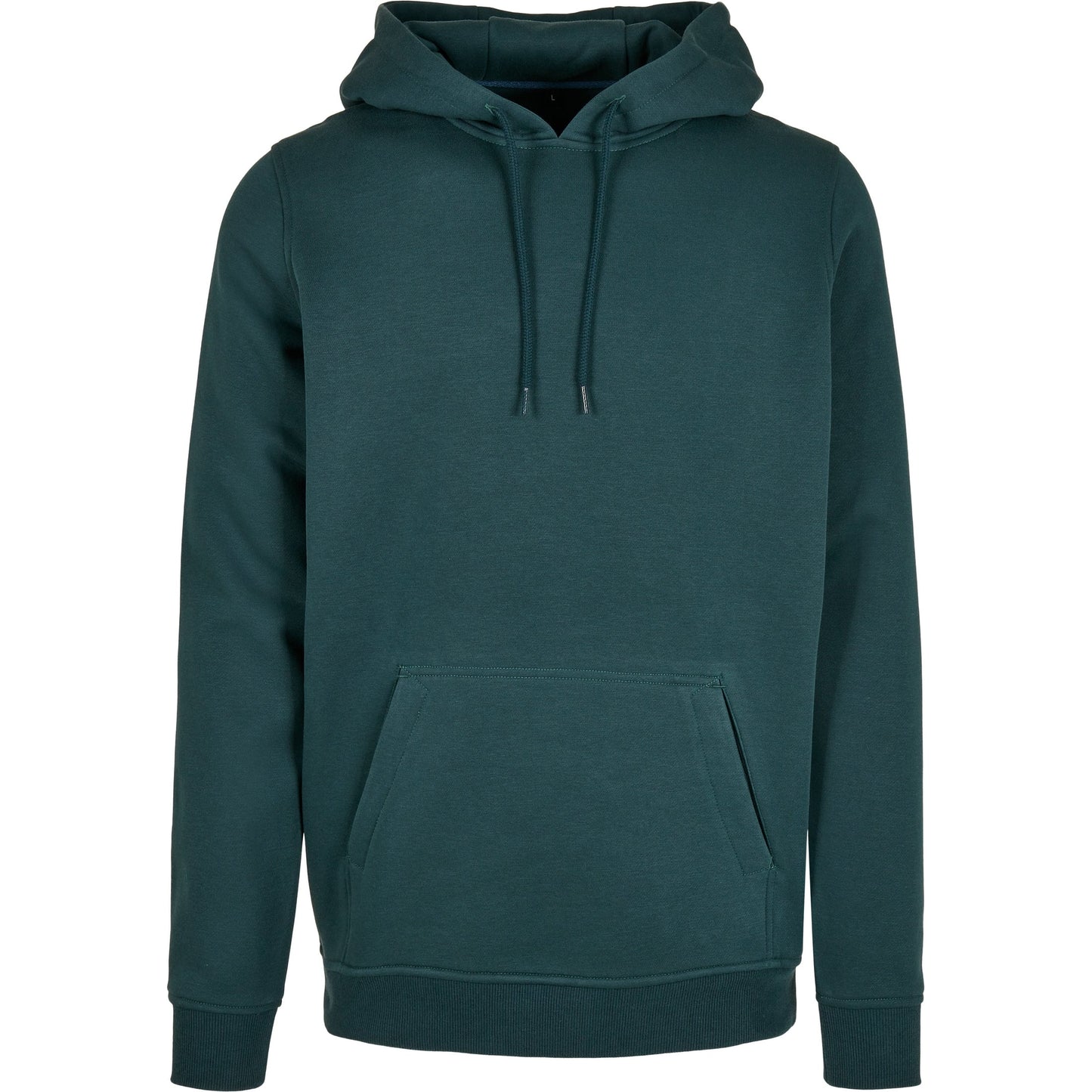 Build Your Brand Heavy Hoodie Bottle Green Adjustable Hood Kangaroo Pocket