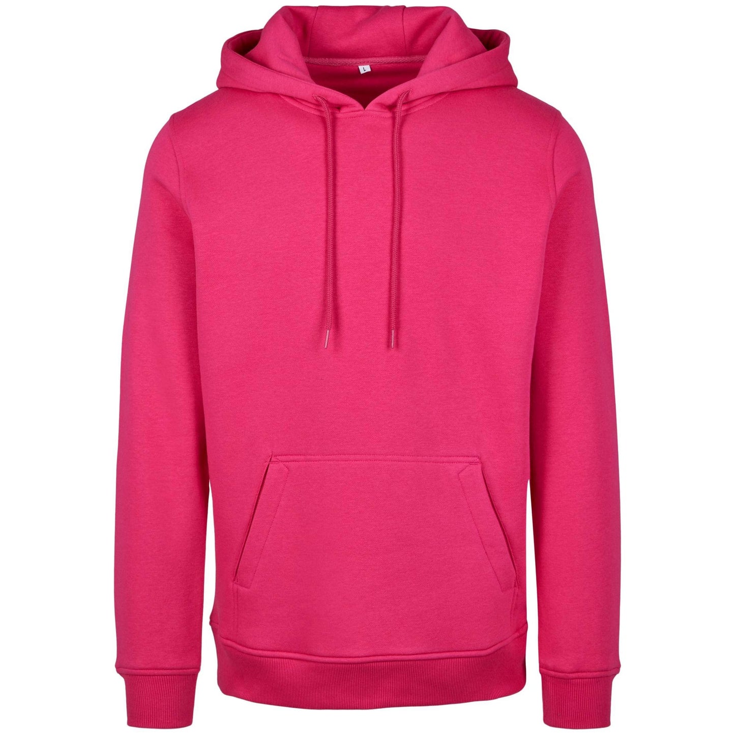 Build Your Brand Heavy Hoodie Hibiskus Pink Adjustable Hood Kangaroo Pocket