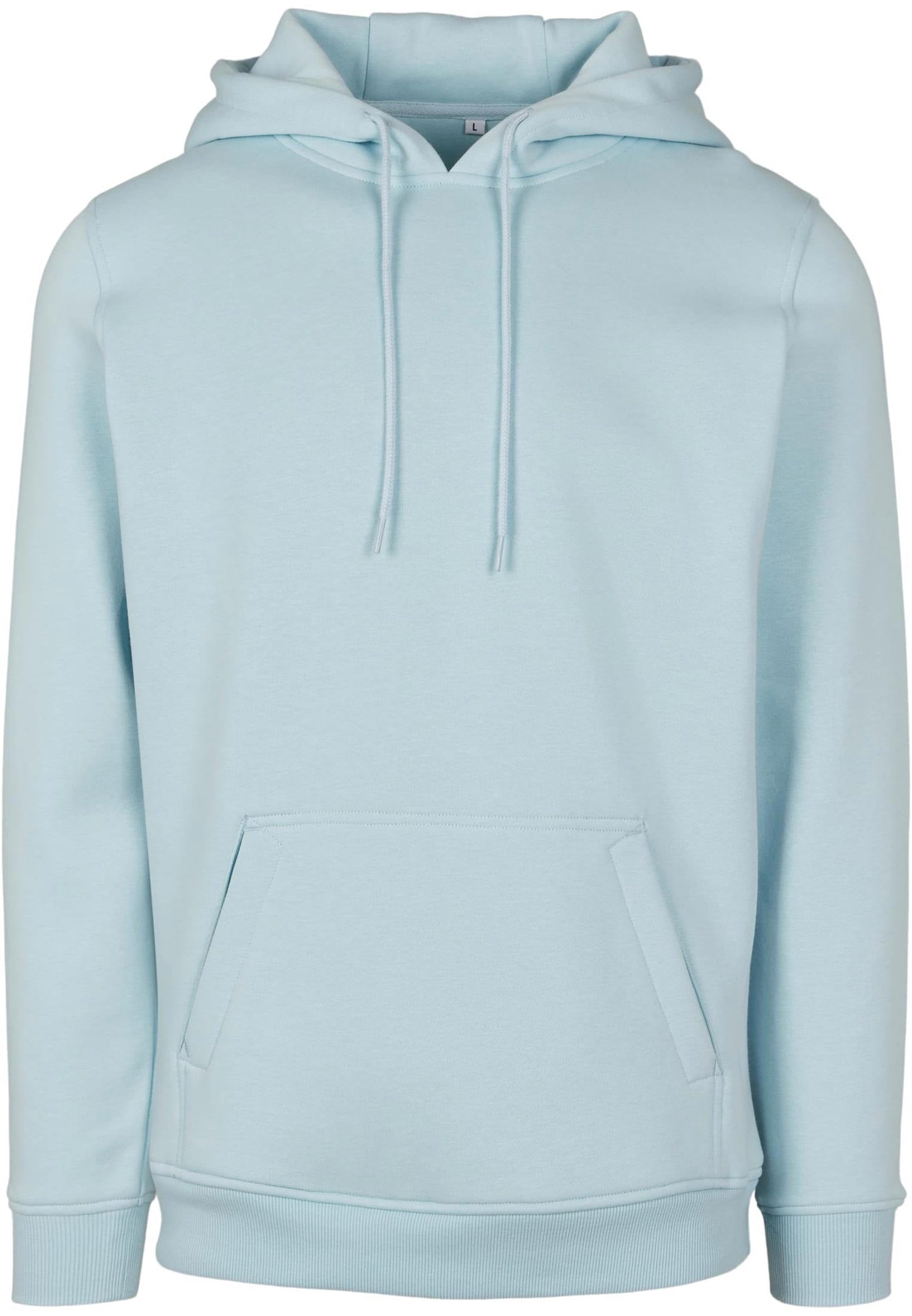 Build Your Brand Heavy Hoodie Ocean Blue Adjustable Hood Kangaroo Pocket