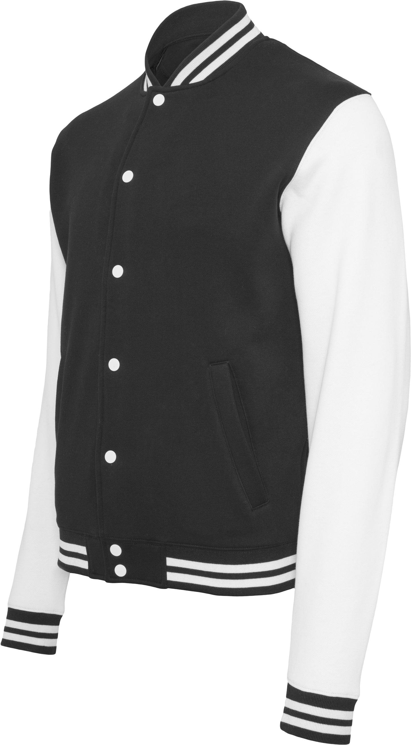 Build Your Brand College Jacket Contrast Cuffs Comfortable Stylish Preppy Look