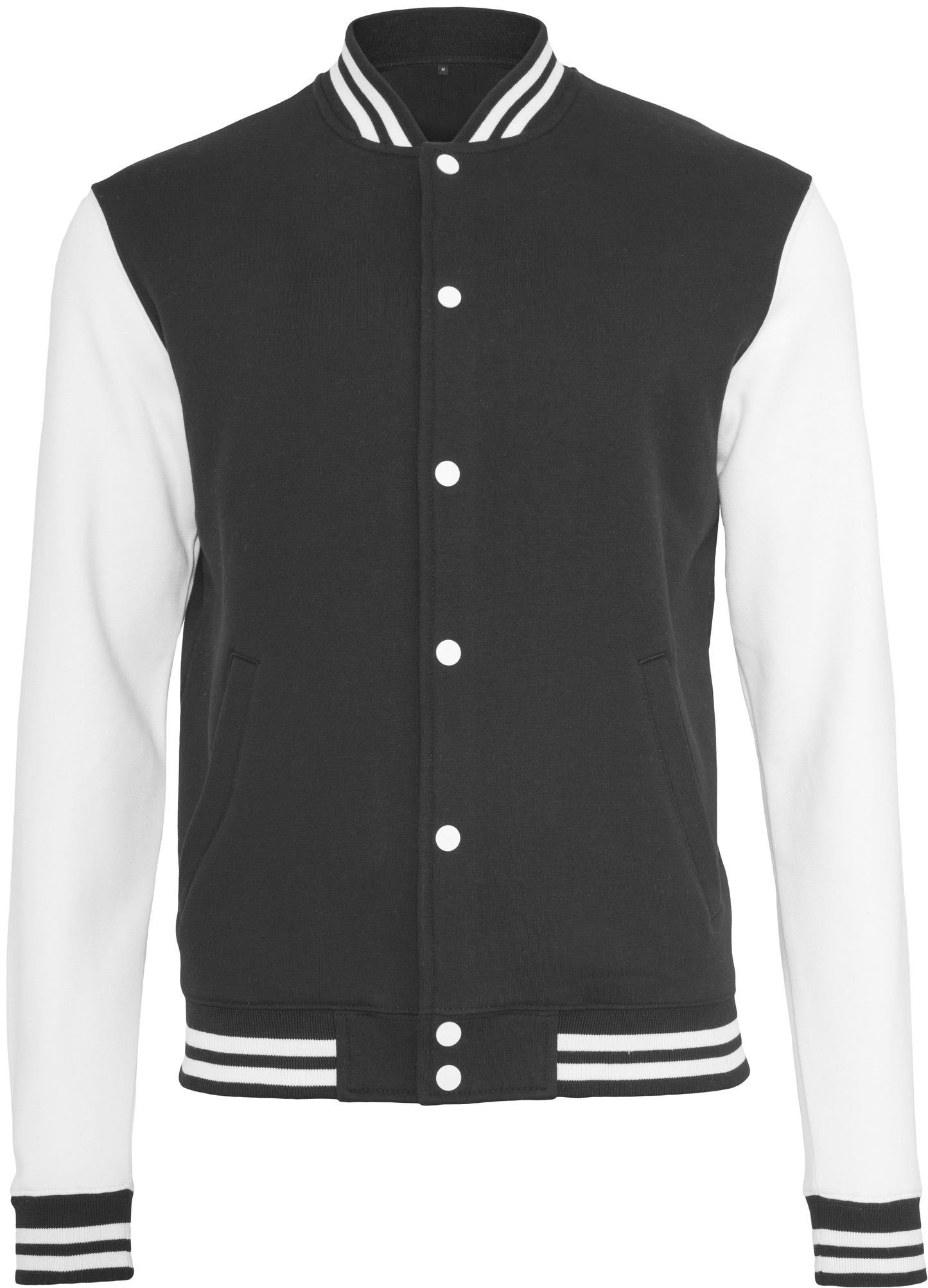 Build Your Brand College Jacket Contrast Cuffs Comfortable Stylish Preppy Look