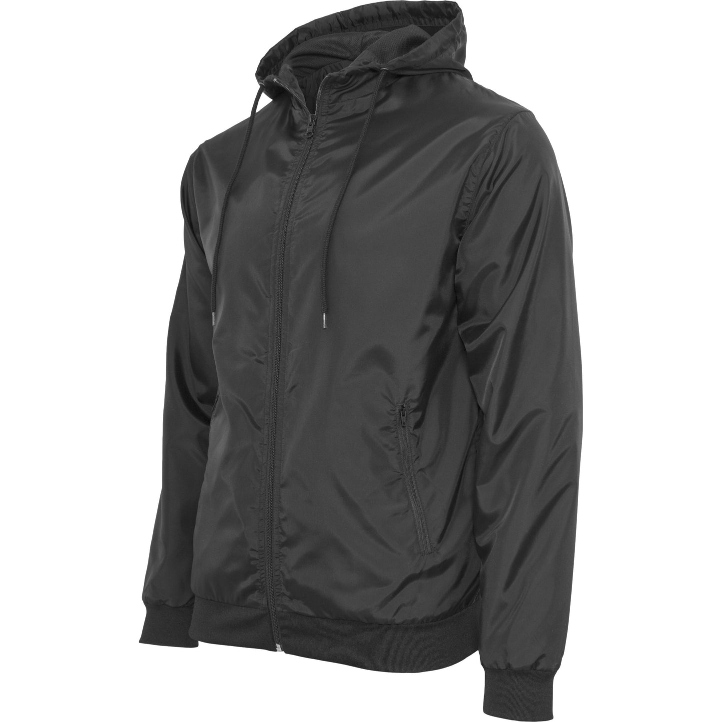 Build Your Brand Wind Runner Jacket Water-Resistant Mesh Lining Hooded Casual