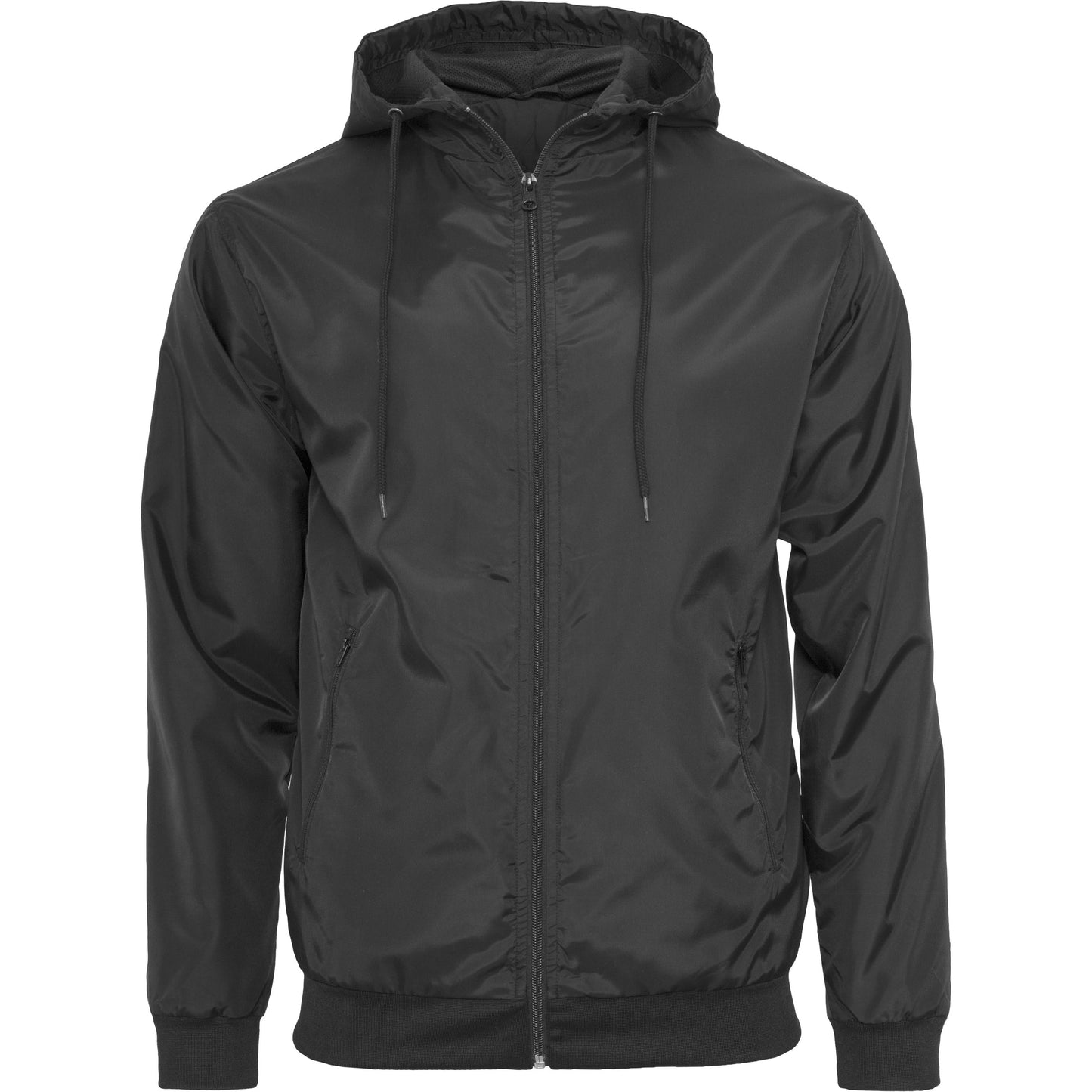 Build Your Brand Wind Runner Jacket Water-Resistant Mesh Lining Hooded Casual