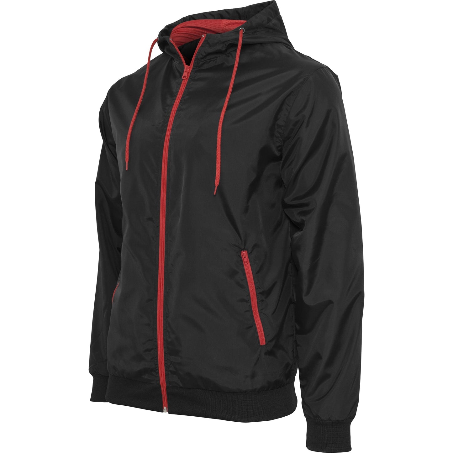 Build Your Brand Wind Runner Jacket Water-Resistant Mesh Lining Hooded Casual