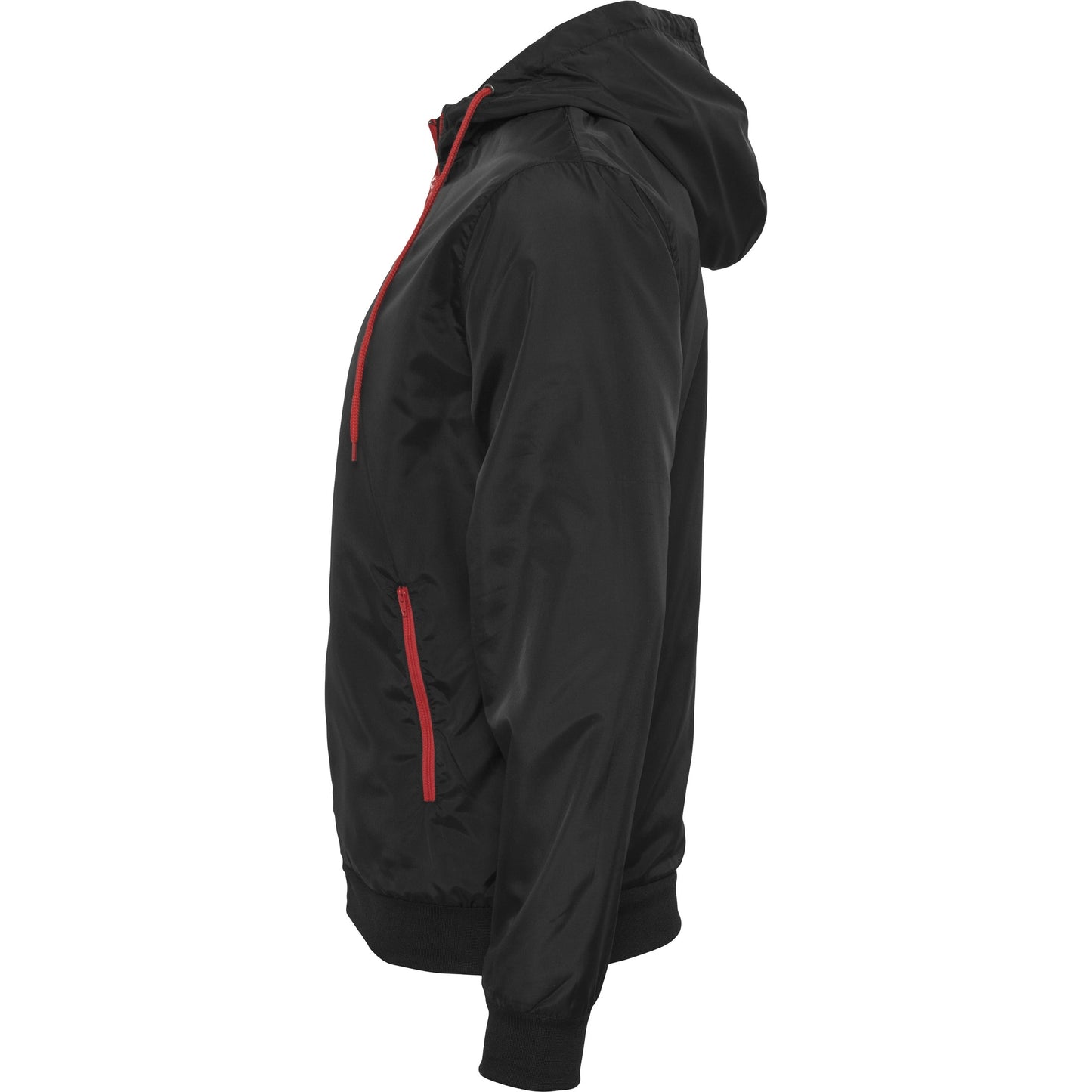 Build Your Brand Wind Runner Jacket Water-Resistant Mesh Lining Hooded Casual