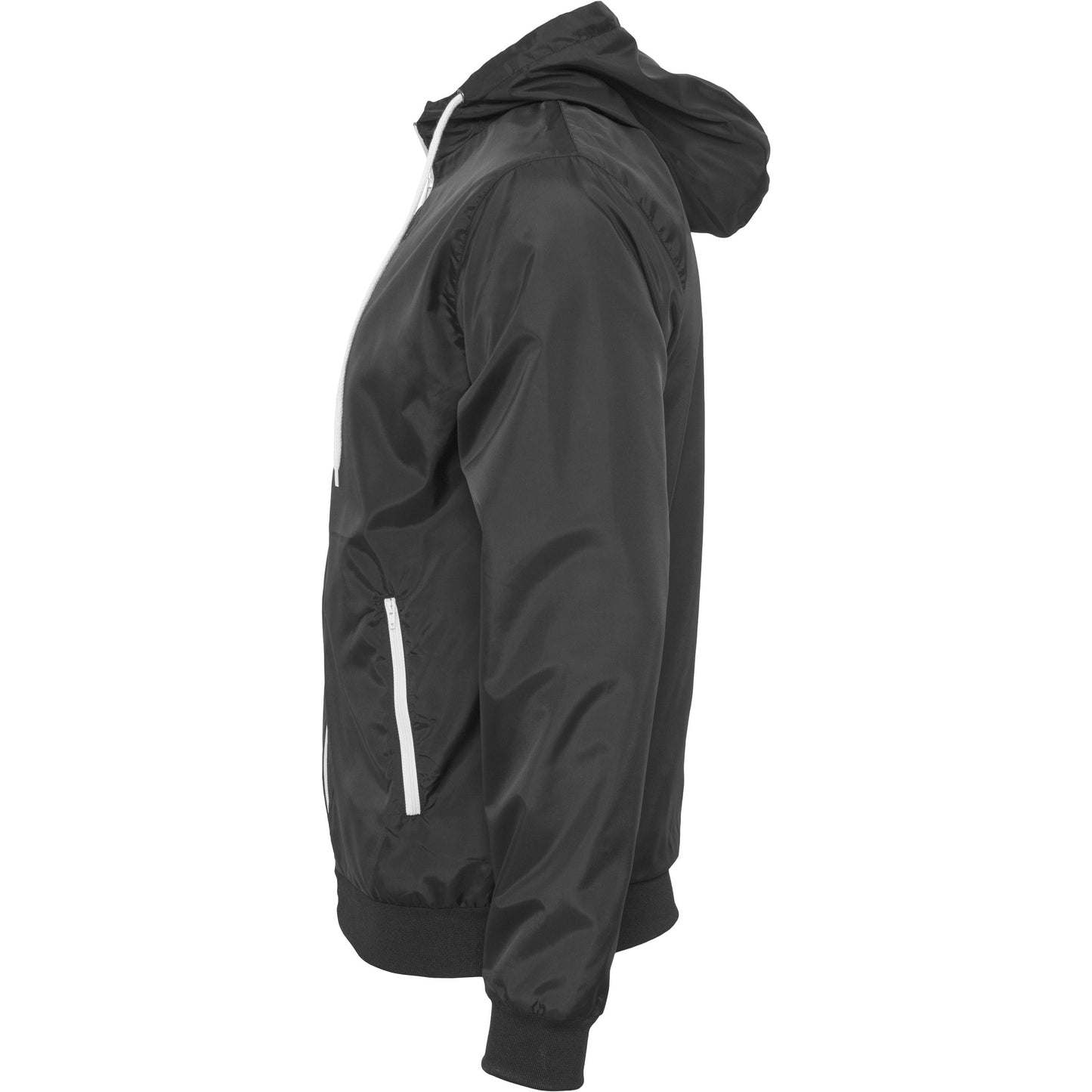 Build Your Brand Wind Runner Jacket Water-Resistant Mesh Lining Hooded Casual