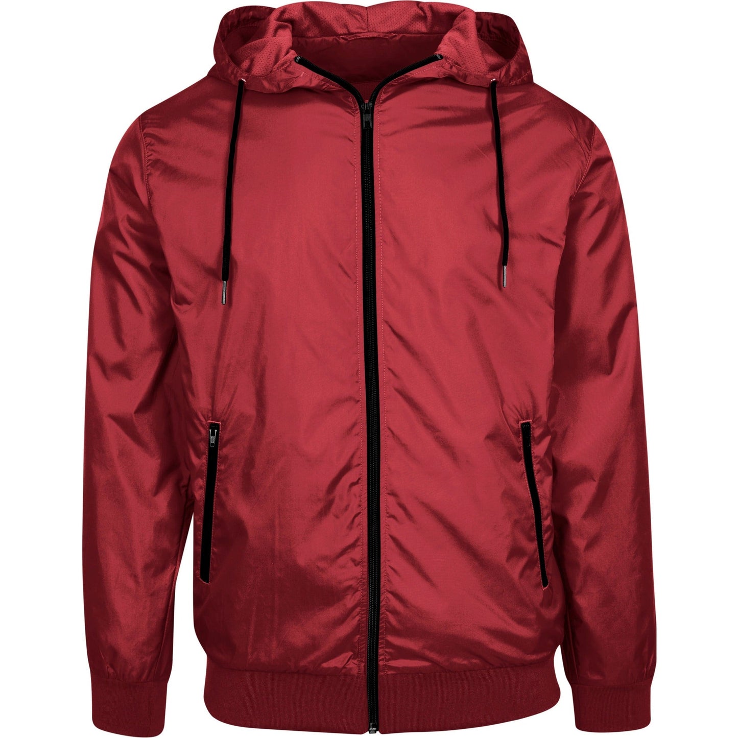 Build Your Brand Wind Runner Jacket Water-Resistant Mesh Lining Hooded Casual