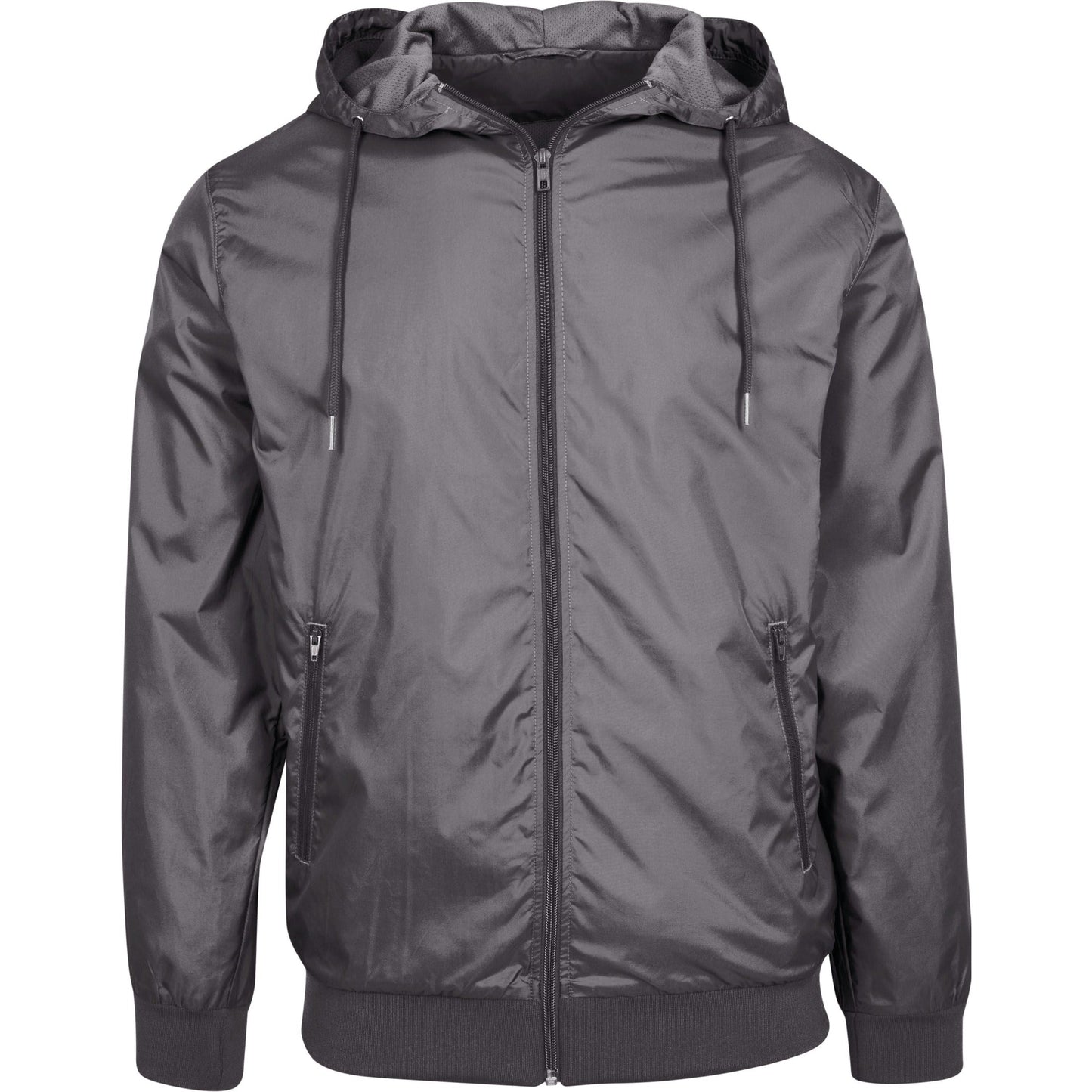 Build Your Brand Wind Runner Jacket Water-Resistant Mesh Lining Hooded Casual
