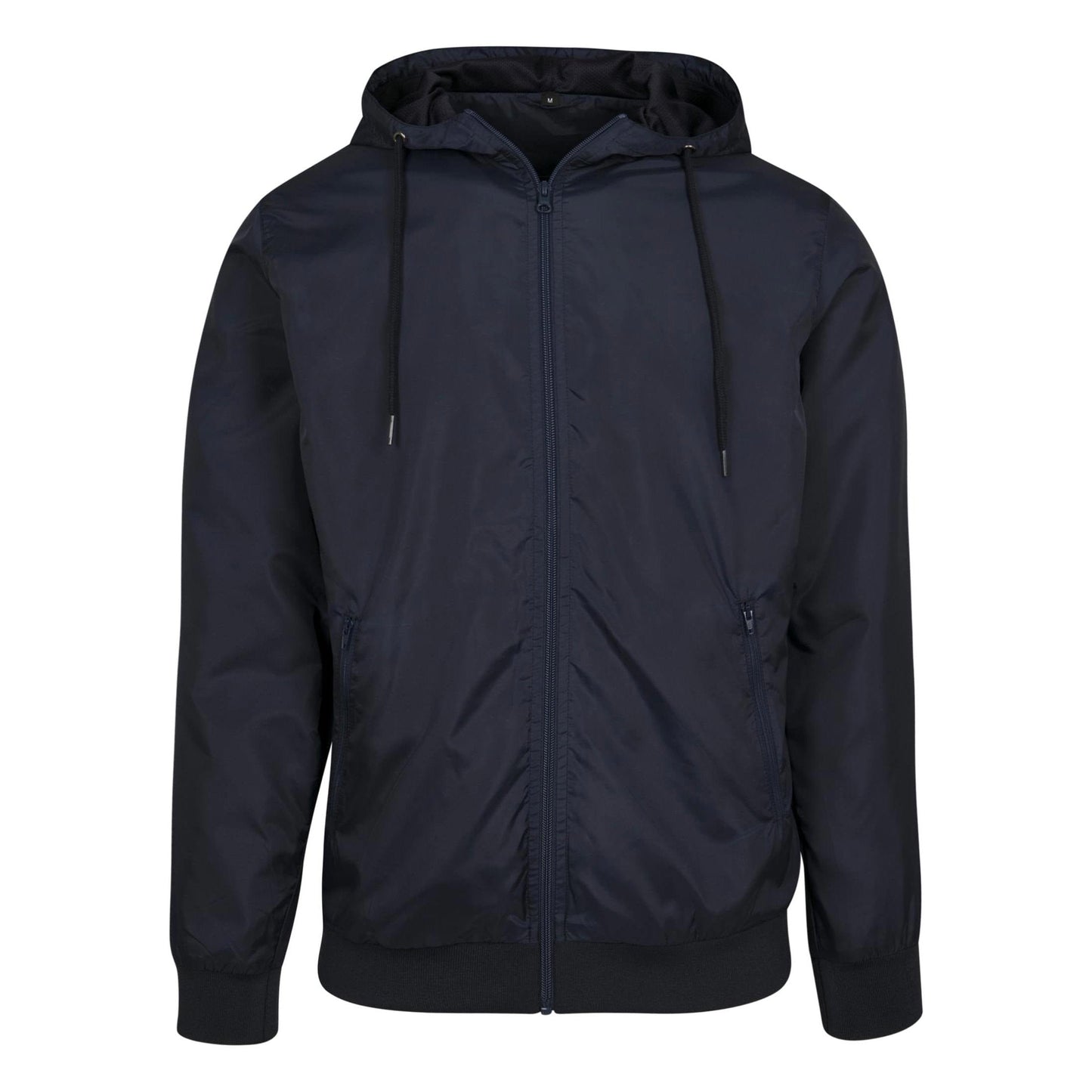 Build Your Brand Wind Runner Jacket Water-Resistant Mesh Lining Hooded Casual