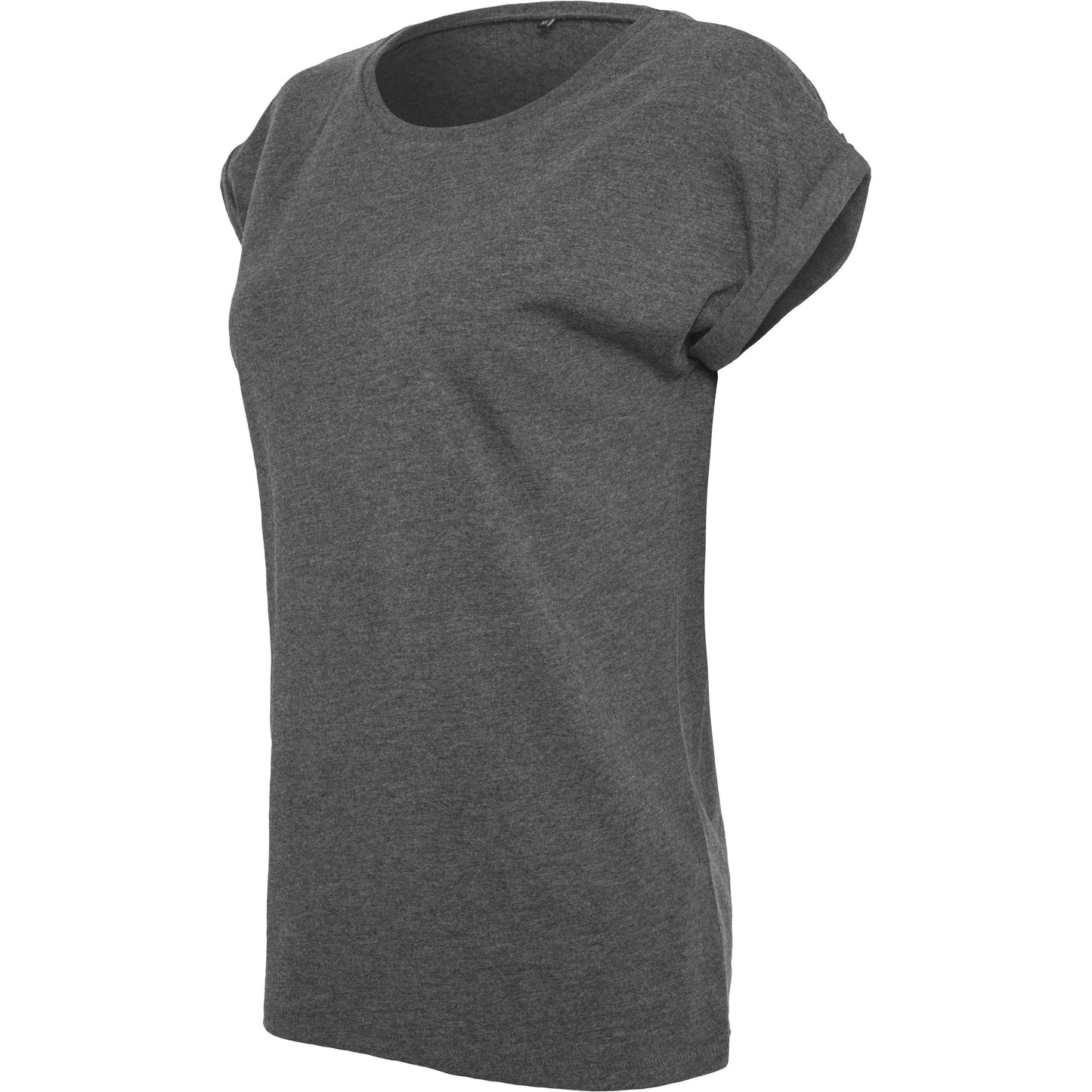 Build Your Brand Women's Extended Shoulder Tee Charcoal Casual Top