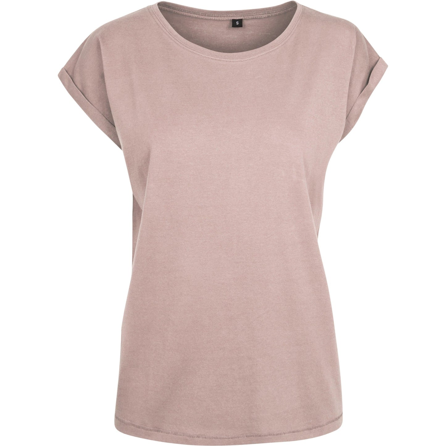 Build Your Brand Women's Extended Shoulder Tee Dusk Rose Casual Top