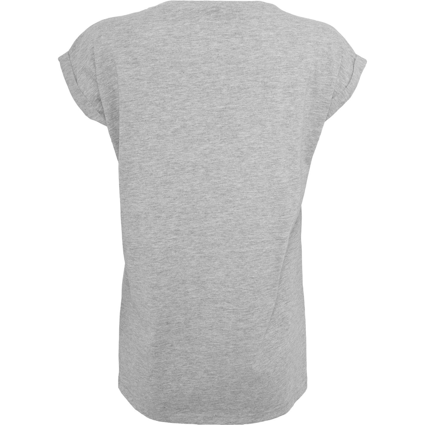 Build Your Brand Women's Extended Shoulder Tee Round Neck Casual Top Grey