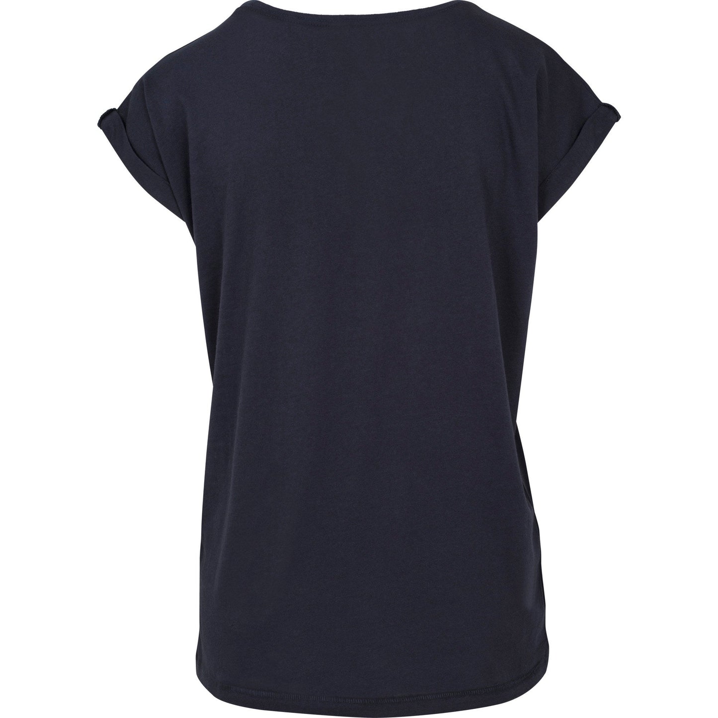 Build Your Brand Women's Extended Shoulder Tee Navy Casual Top for Rebranding