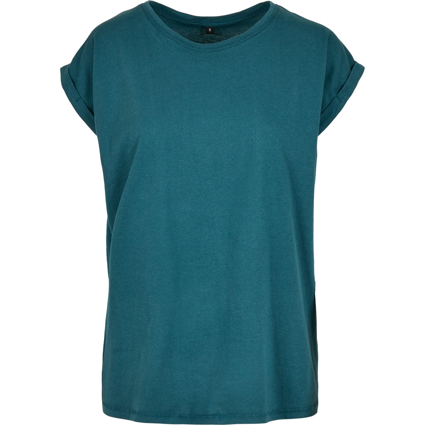 Build Your Brand Women's Extended Shoulder Tee Top Teal Casual Basic