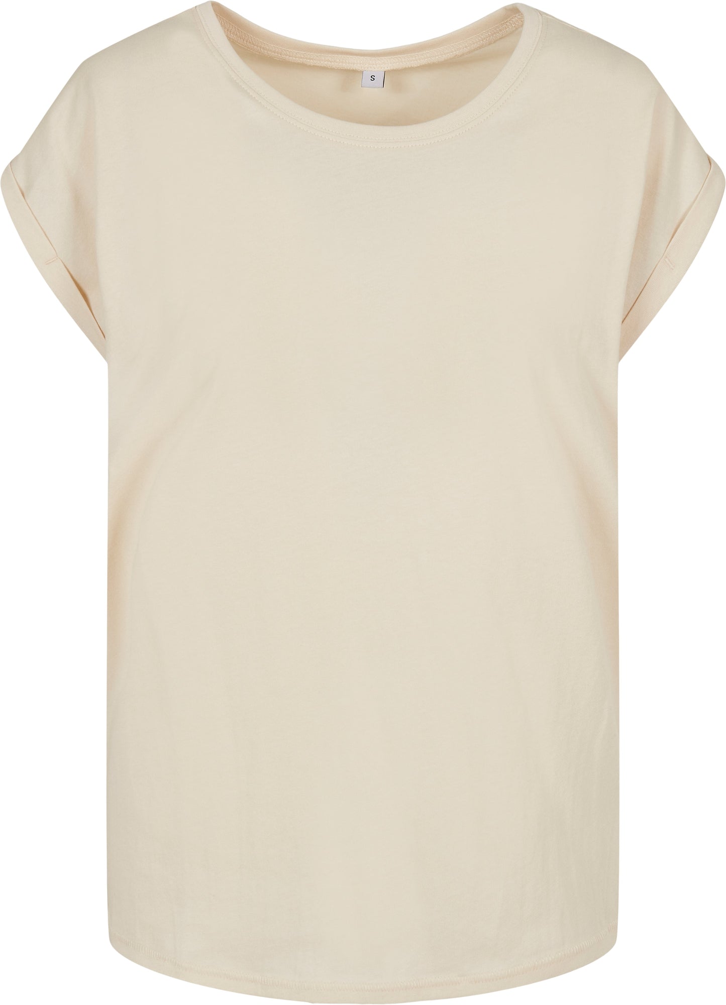 Build Your Brand Women's Extended Shoulder Tee Casual Top White Sand