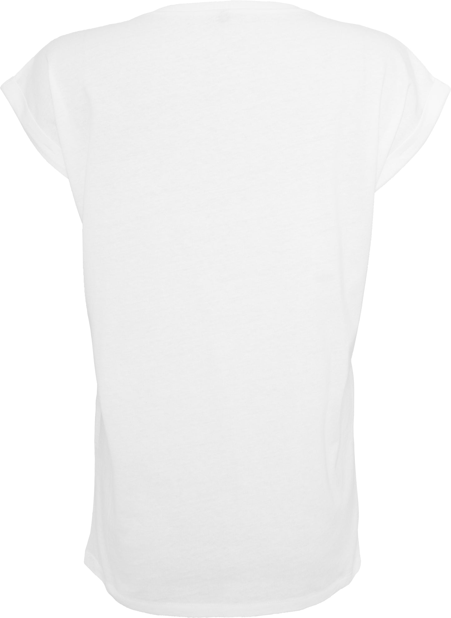 Build Your Brand Women's Extended Shoulder Tee White Casual Top for Rebranding