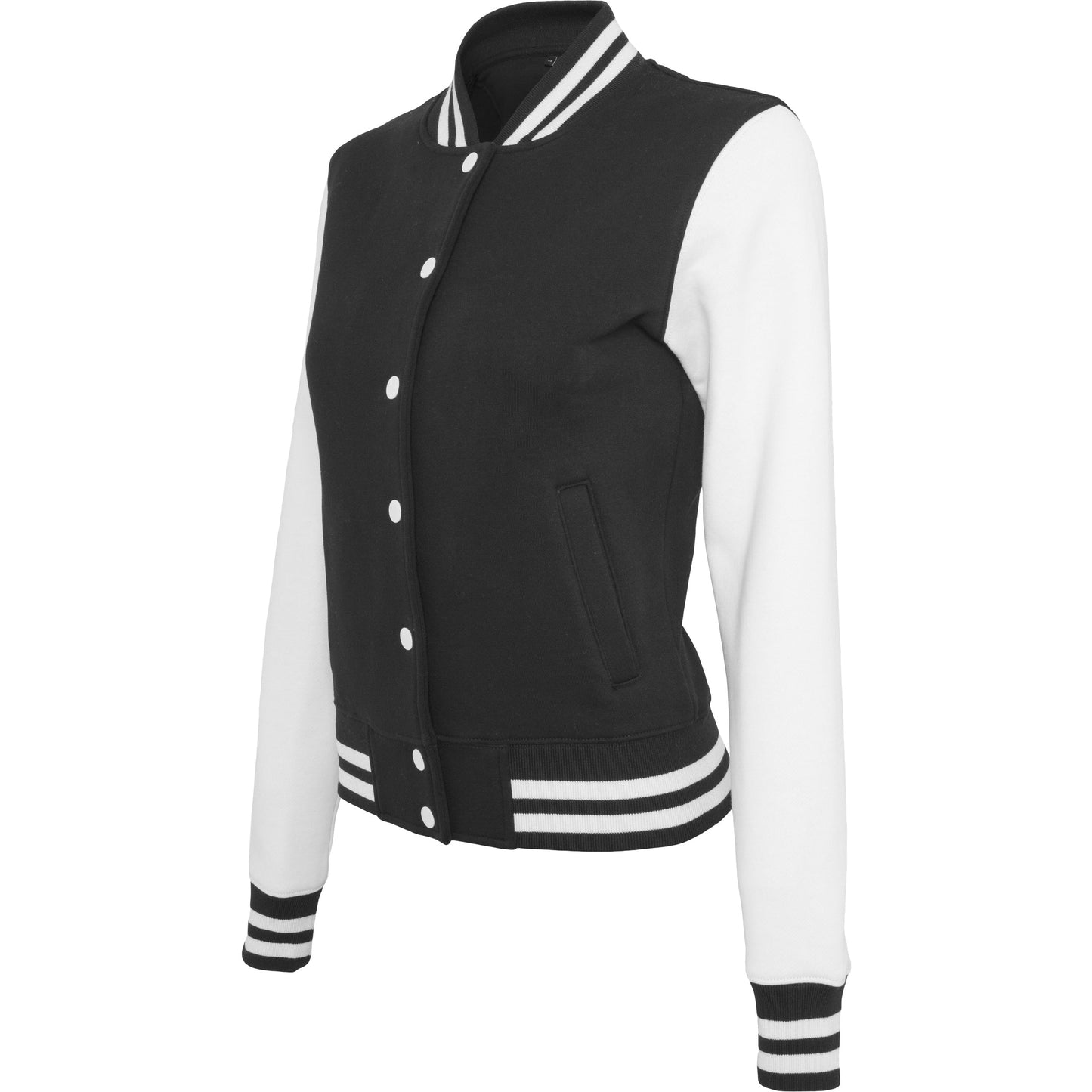 Build Your Brand Women's College Jacket Contrast Cuffs Comfortable Fit