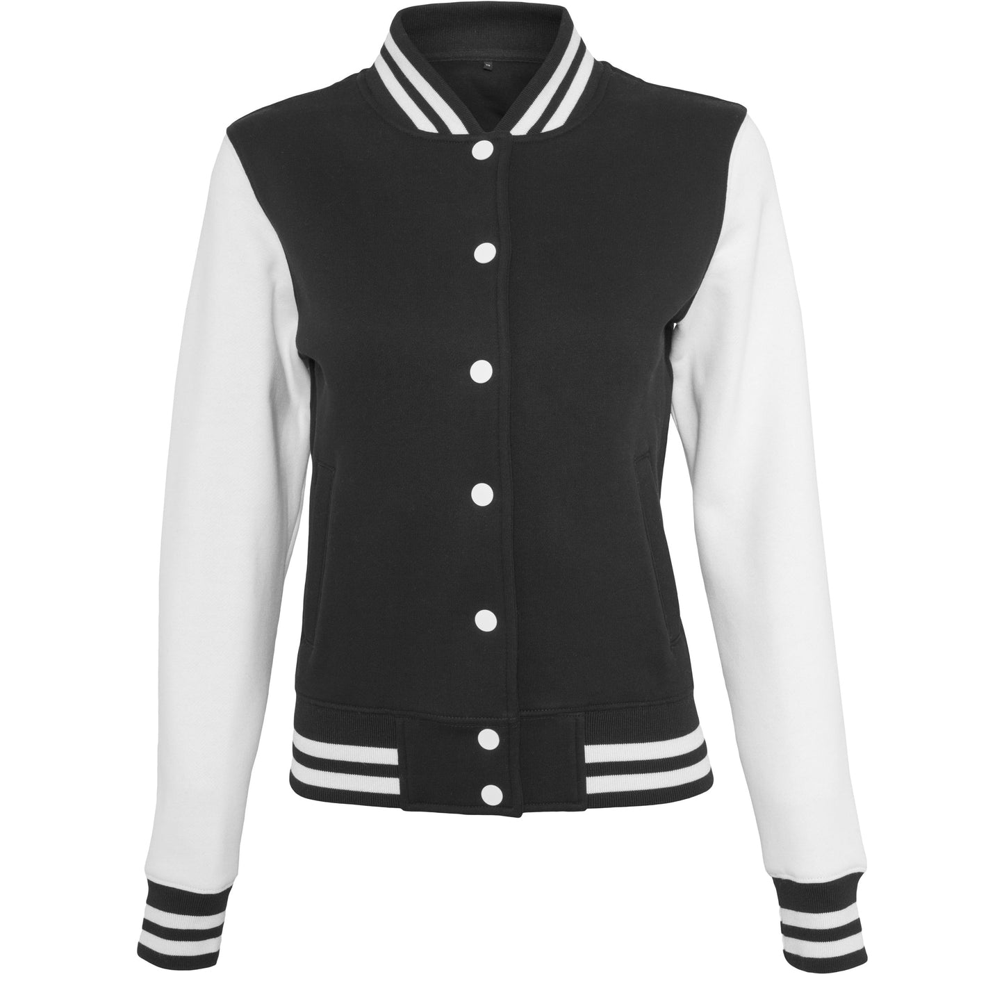 Build Your Brand Women's College Jacket Contrast Cuffs Comfortable Fit
