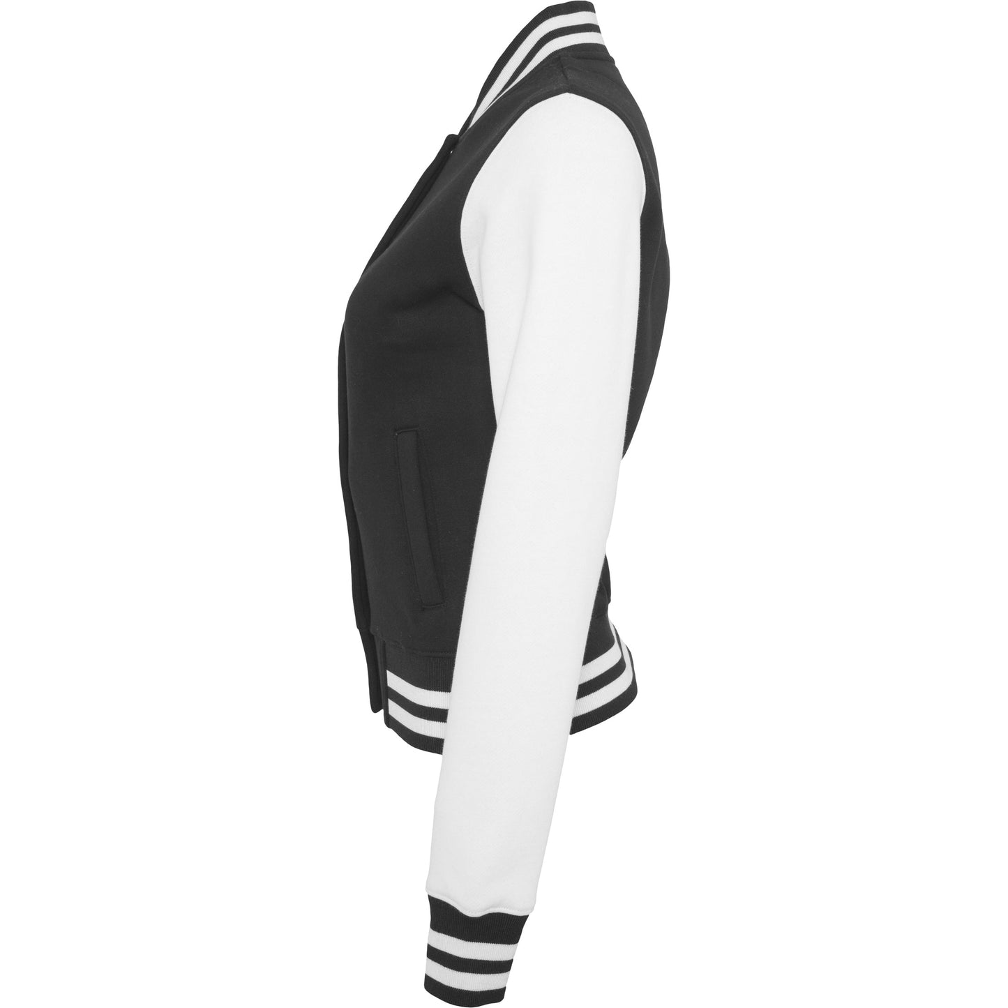 Build Your Brand Women's College Jacket Contrast Cuffs Comfortable Fit