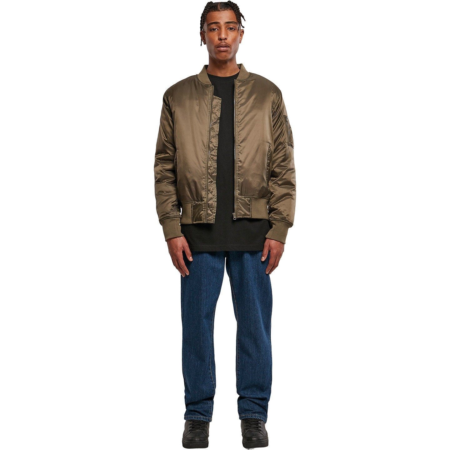 Build Your Brand FAMA Certified Bomber Jacket with Contrast Lining and Zip