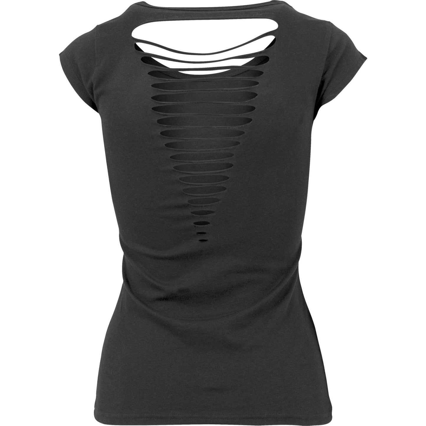 Build Your Brand Women's Back Cut Tee V-Shaped Cut-Outs Lightweight Cotton