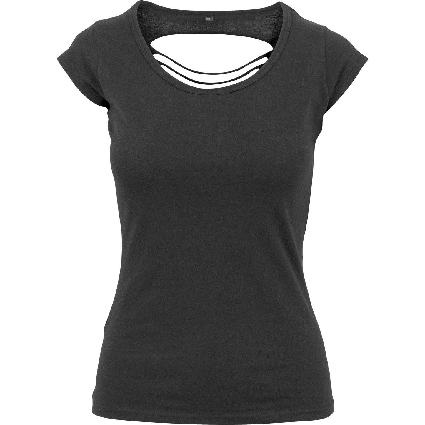 Build Your Brand Women's Back Cut Tee V-Shaped Cut-Outs Lightweight Cotton