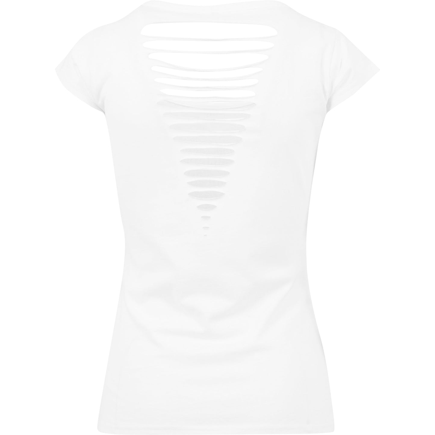 Build Your Brand Women's Back Cut Tee V-Shaped Cut-Outs Lightweight Cotton