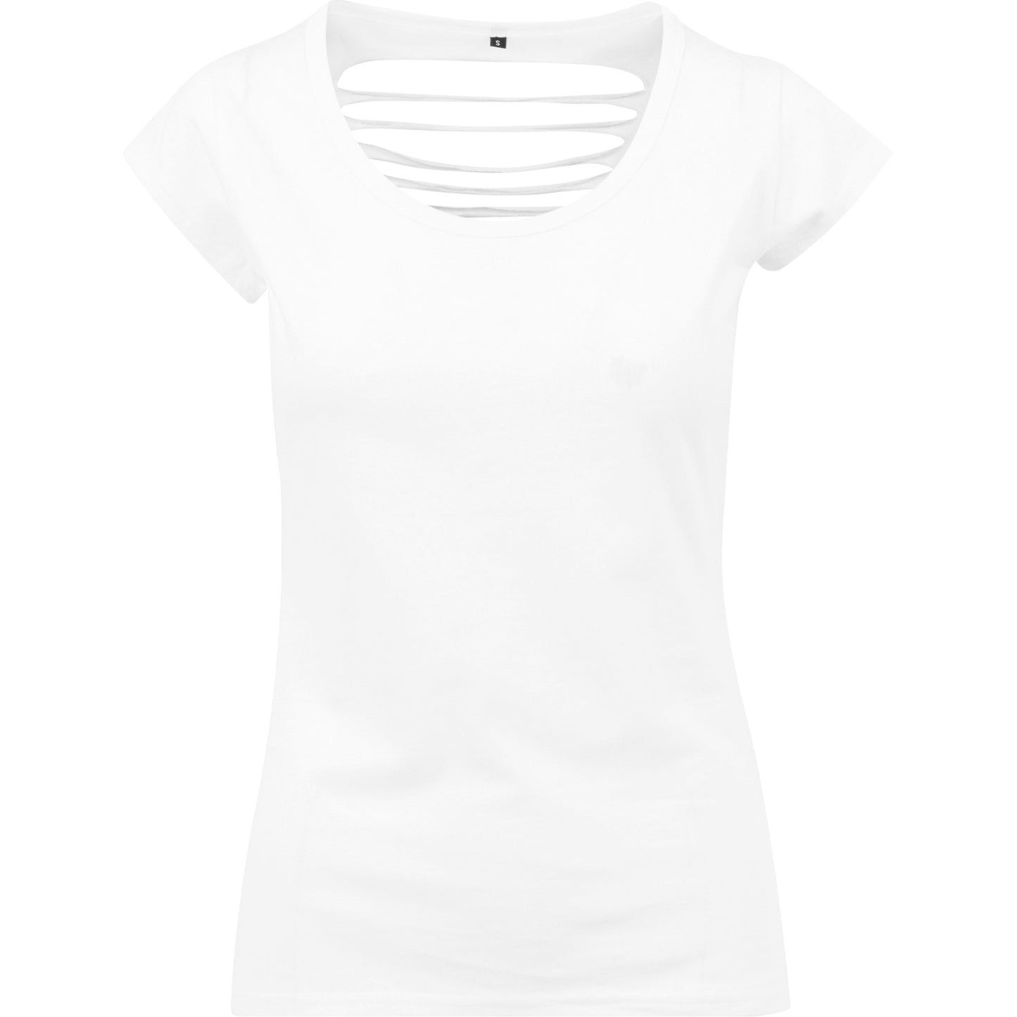 Build Your Brand Women's Back Cut Tee V-Shaped Cut-Outs Lightweight Cotton