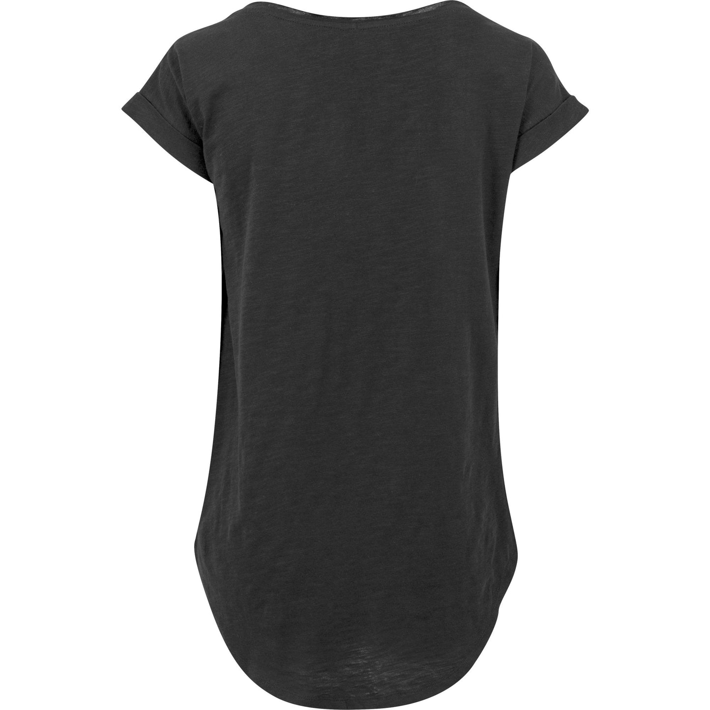 Build Your Brand Women's Long Slub Tee Oversized Sleeves Rounded Hem Cotton