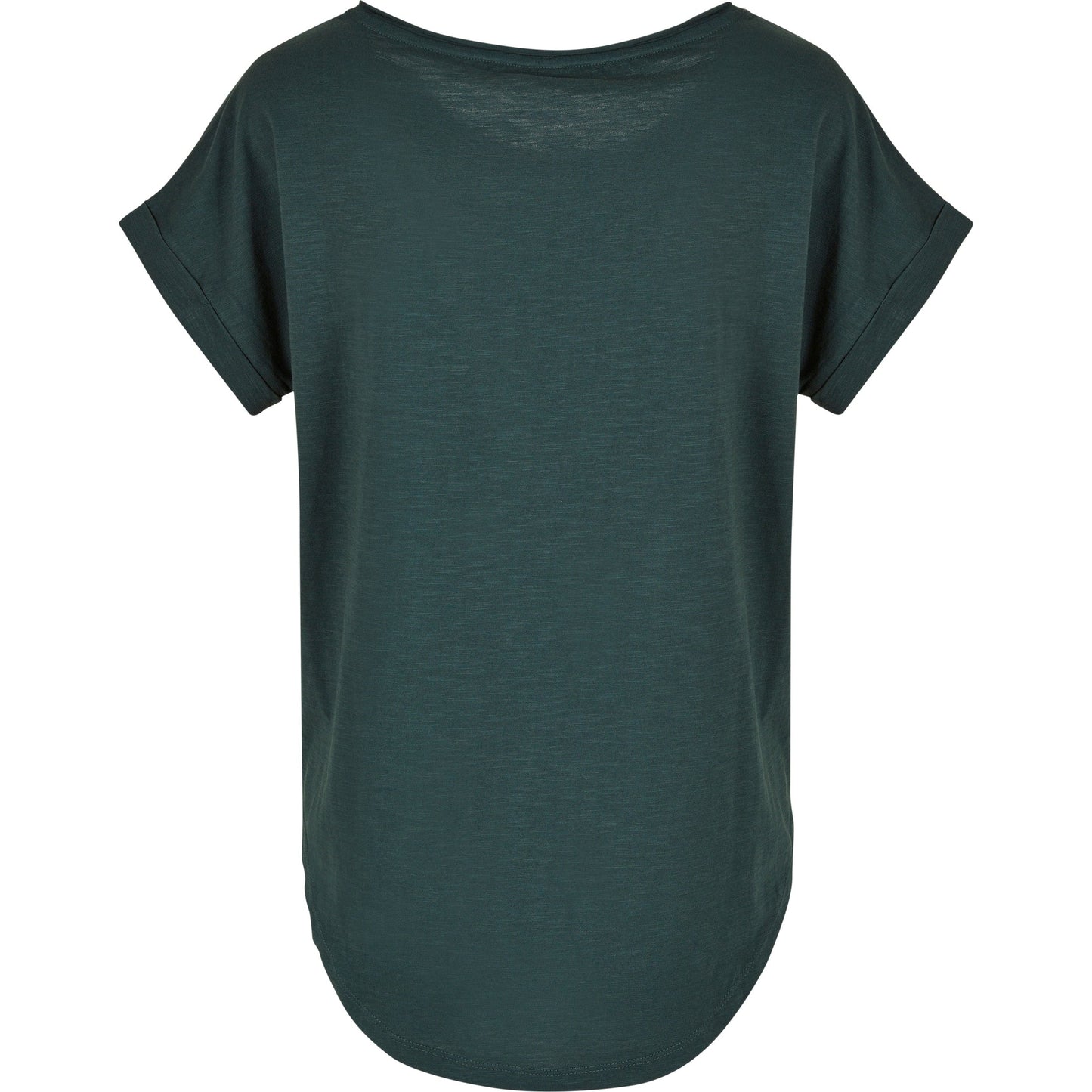 Build Your Brand Women's Long Slub Tee Oversized Sleeves Rounded Hem Cotton