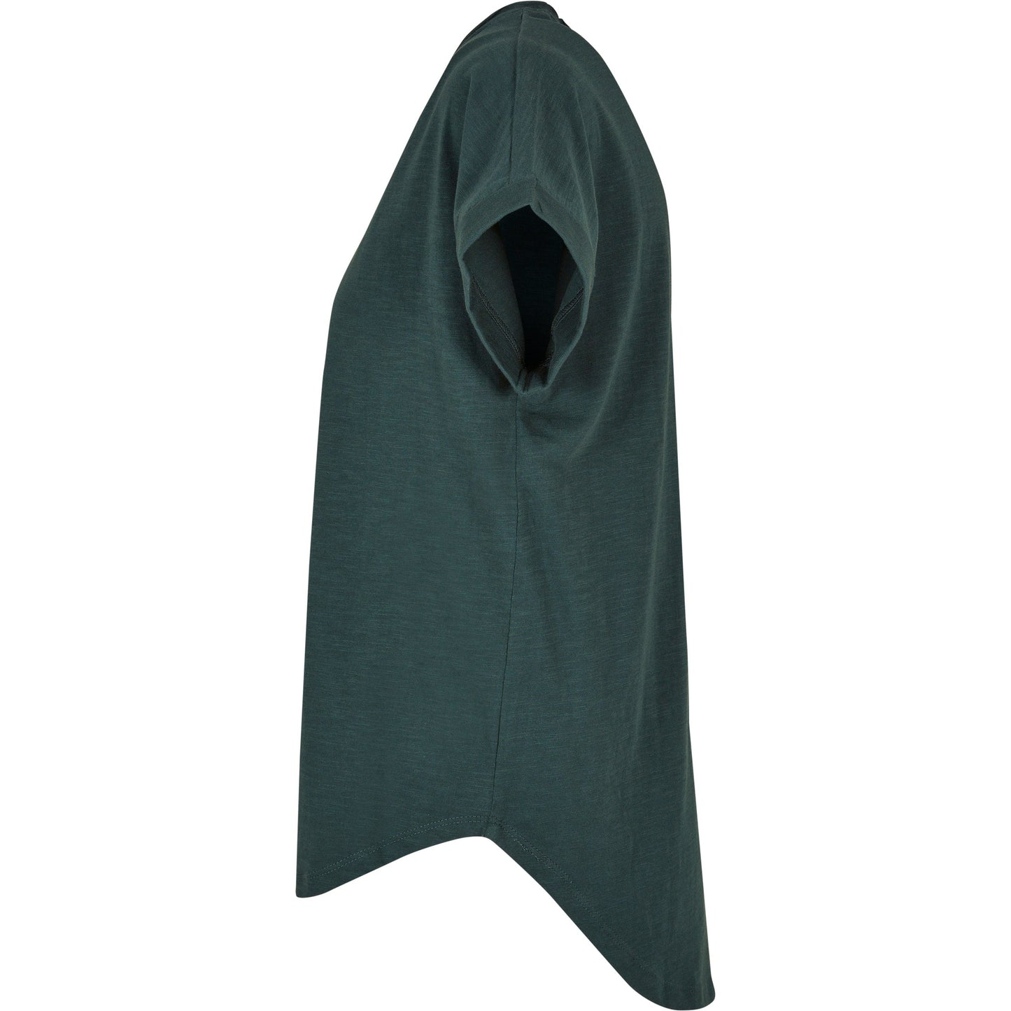 Build Your Brand Women's Long Slub Tee Oversized Sleeves Rounded Hem Cotton