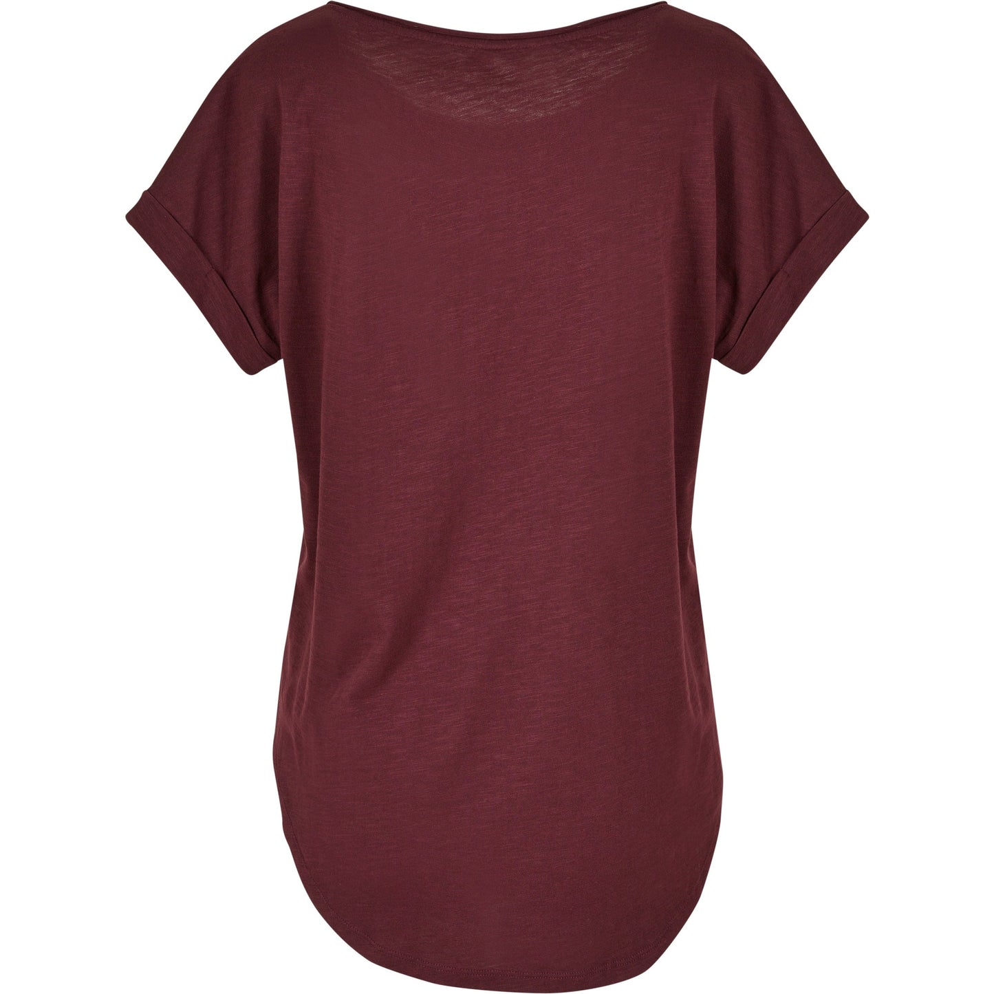 Build Your Brand Women's Long Slub Tee Oversized Sleeves Rounded Hem Cotton