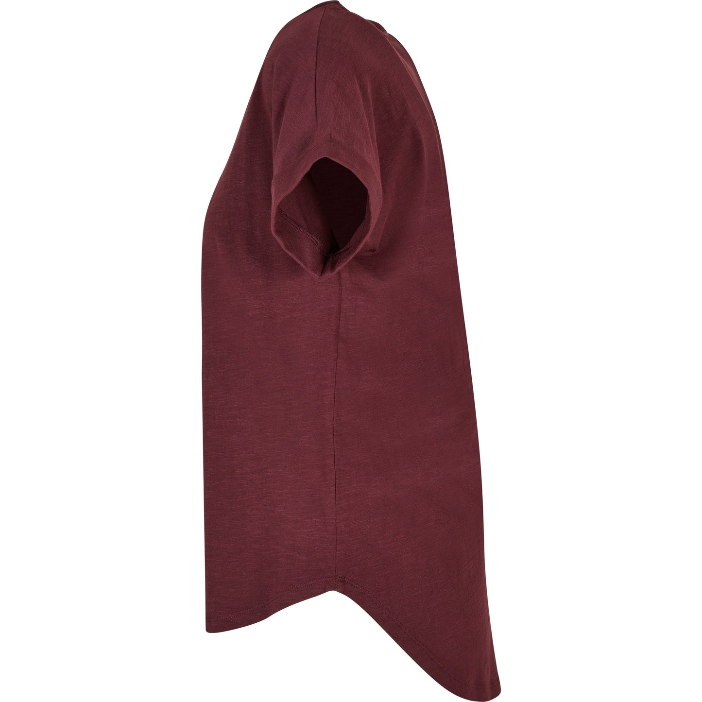 Build Your Brand Women's Long Slub Tee Oversized Sleeves Rounded Hem Cotton