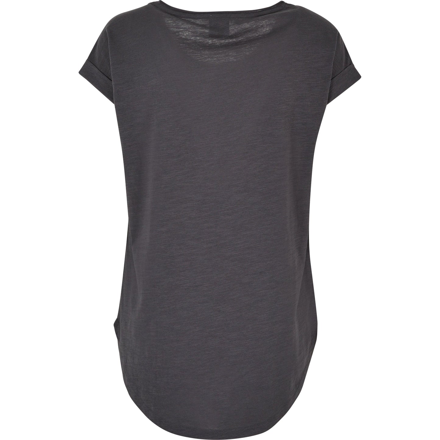 Build Your Brand Women's Long Slub Tee Oversized Sleeves Rounded Hem Cotton