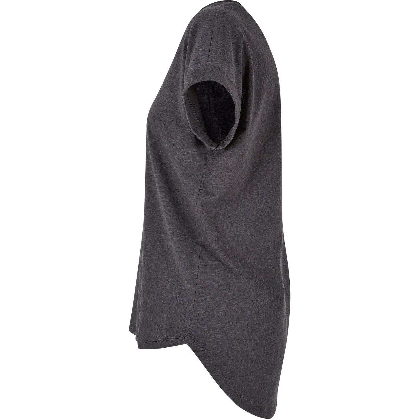 Build Your Brand Women's Long Slub Tee Oversized Sleeves Rounded Hem Cotton