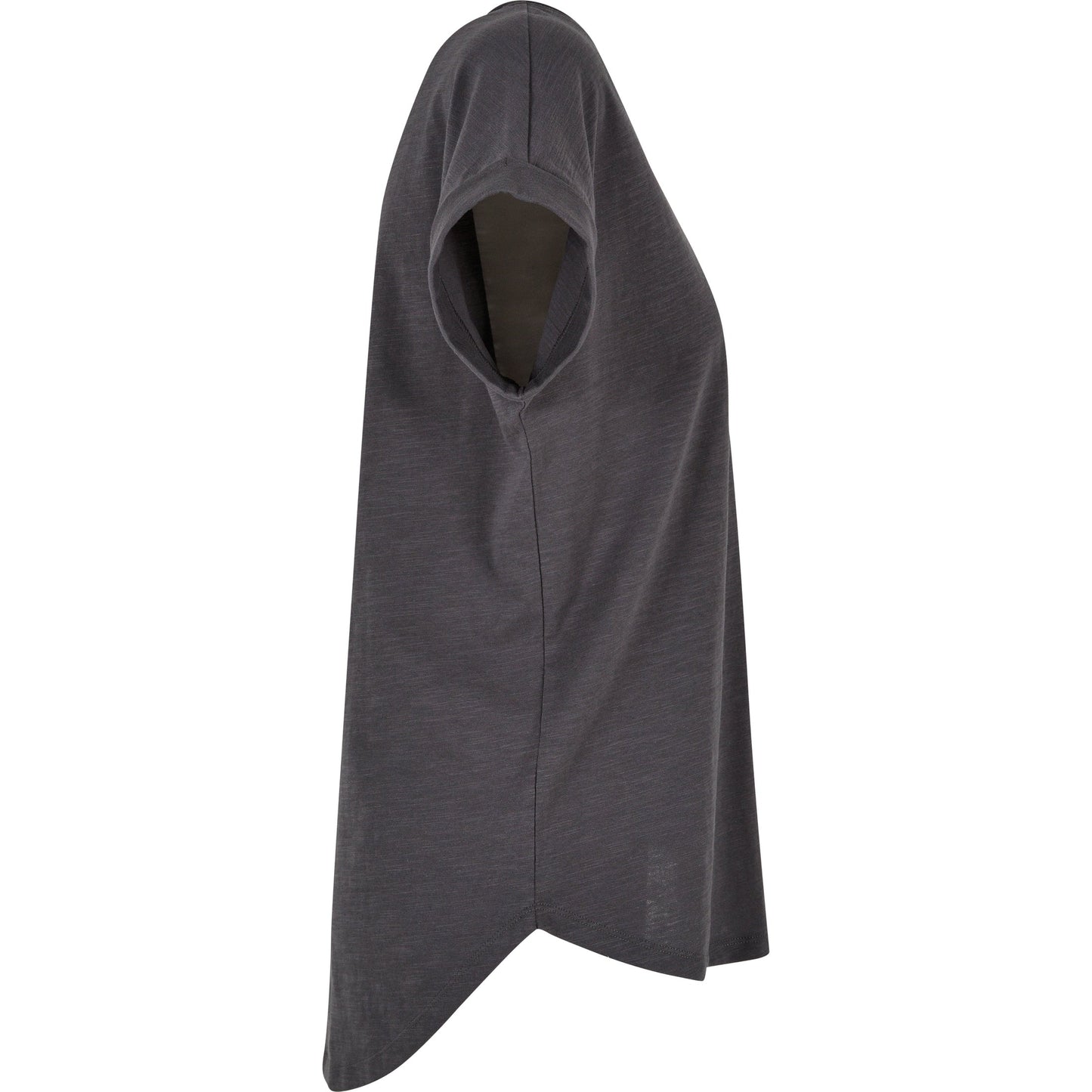 Build Your Brand Women's Long Slub Tee Oversized Sleeves Rounded Hem Cotton