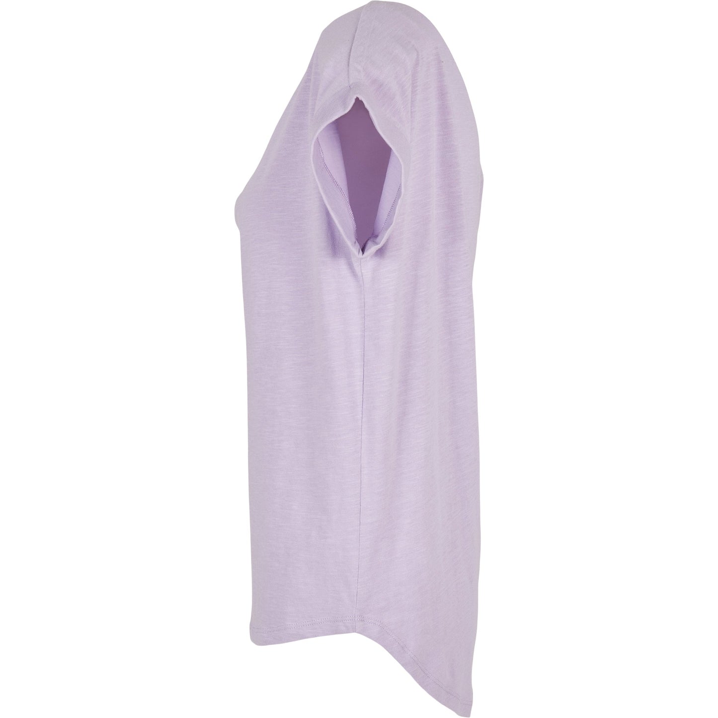 Build Your Brand Women's Long Slub Tee Oversized Sleeves Rounded Hem Cotton