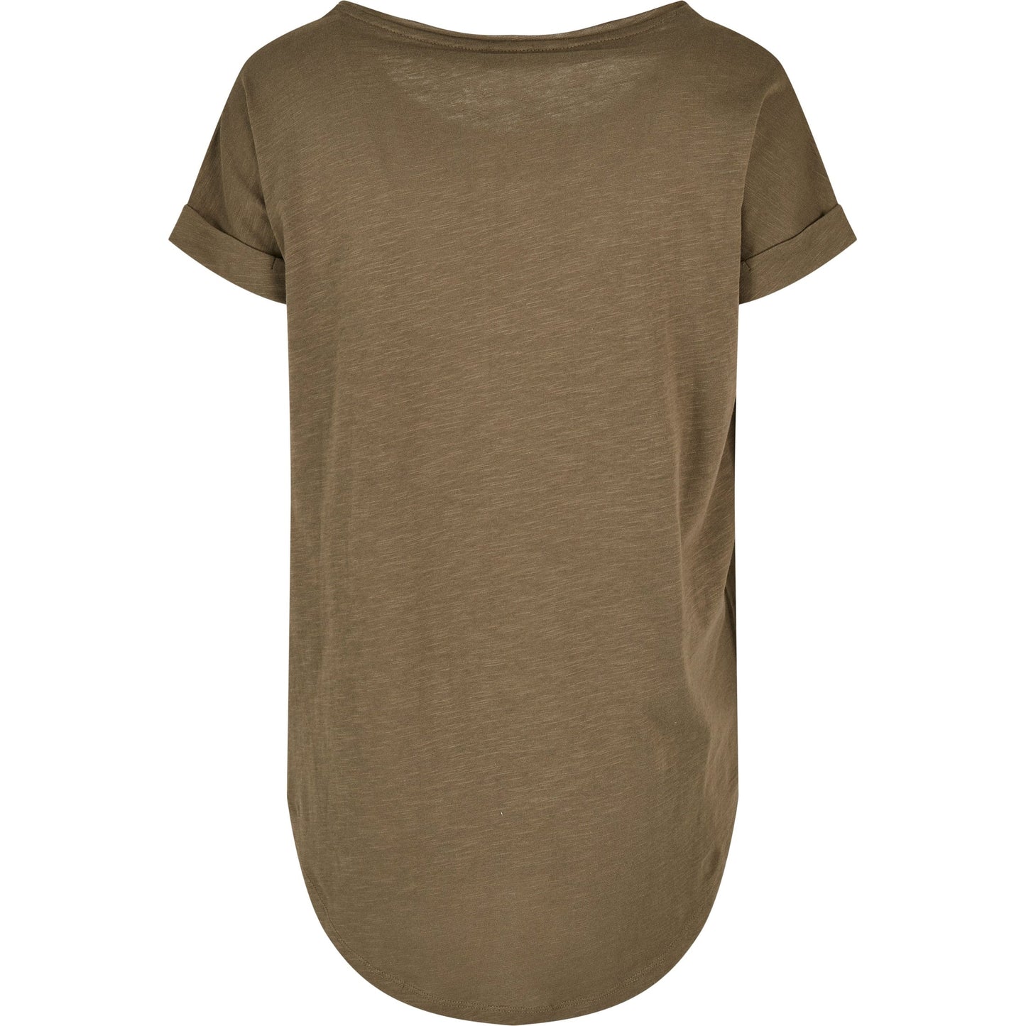 Build Your Brand Women's Long Slub Tee Oversized Sleeves Rounded Hem Cotton